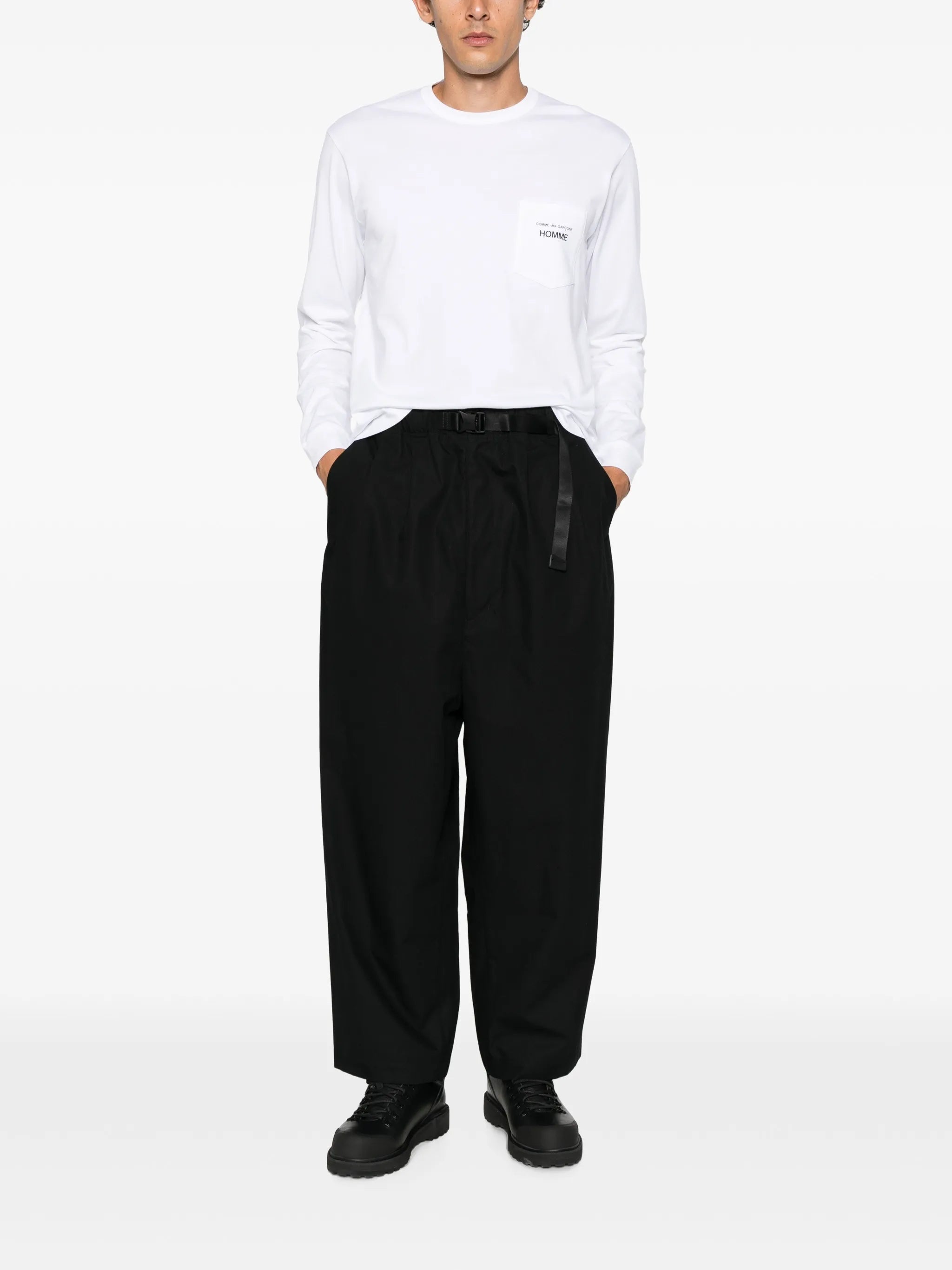 belted straight-leg trousers