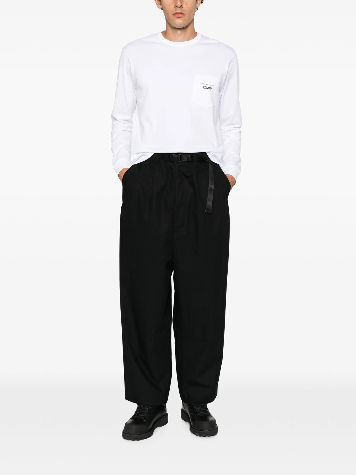 belted straight-leg trousers