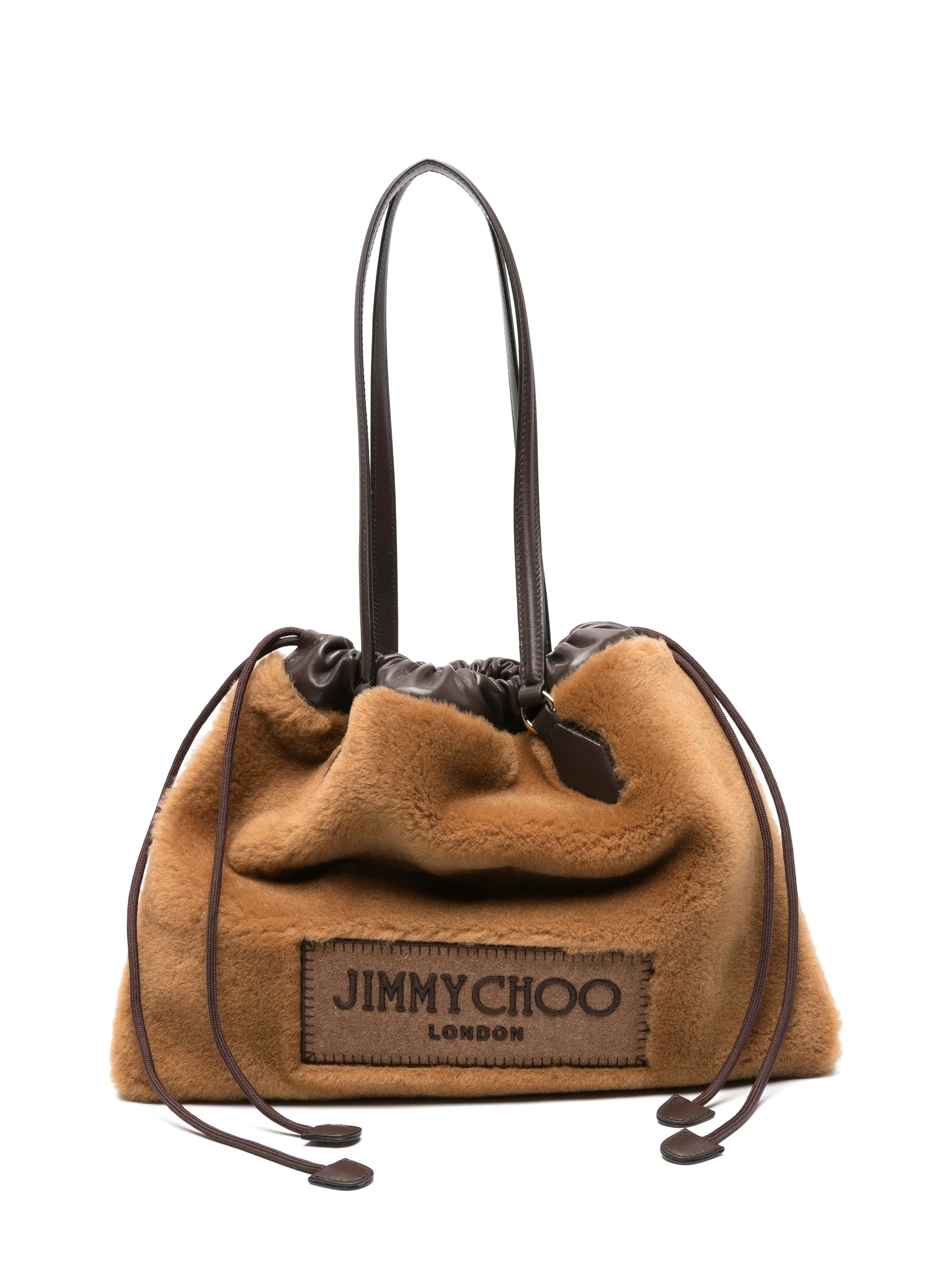 drawstring shearling tote bag