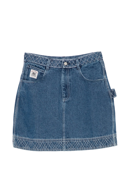 embroidered denim mini skirt