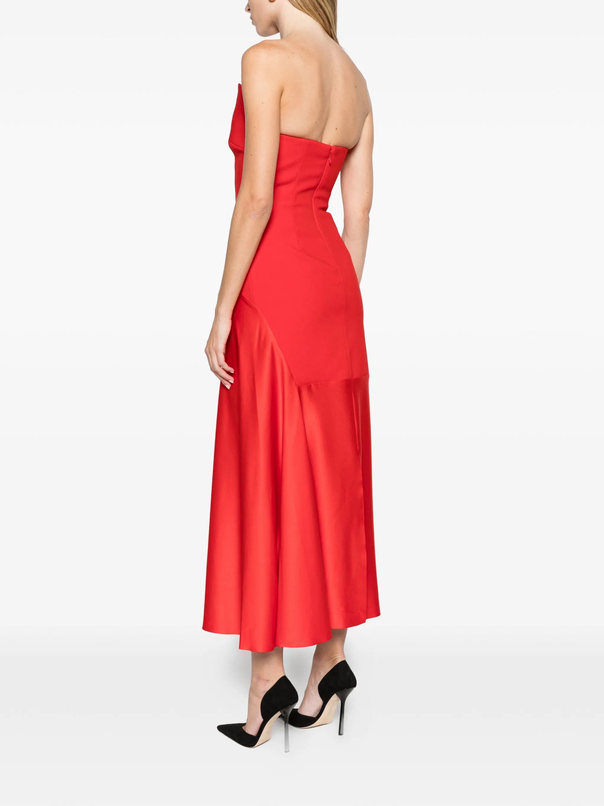asymmetric-neck panels maxi dress