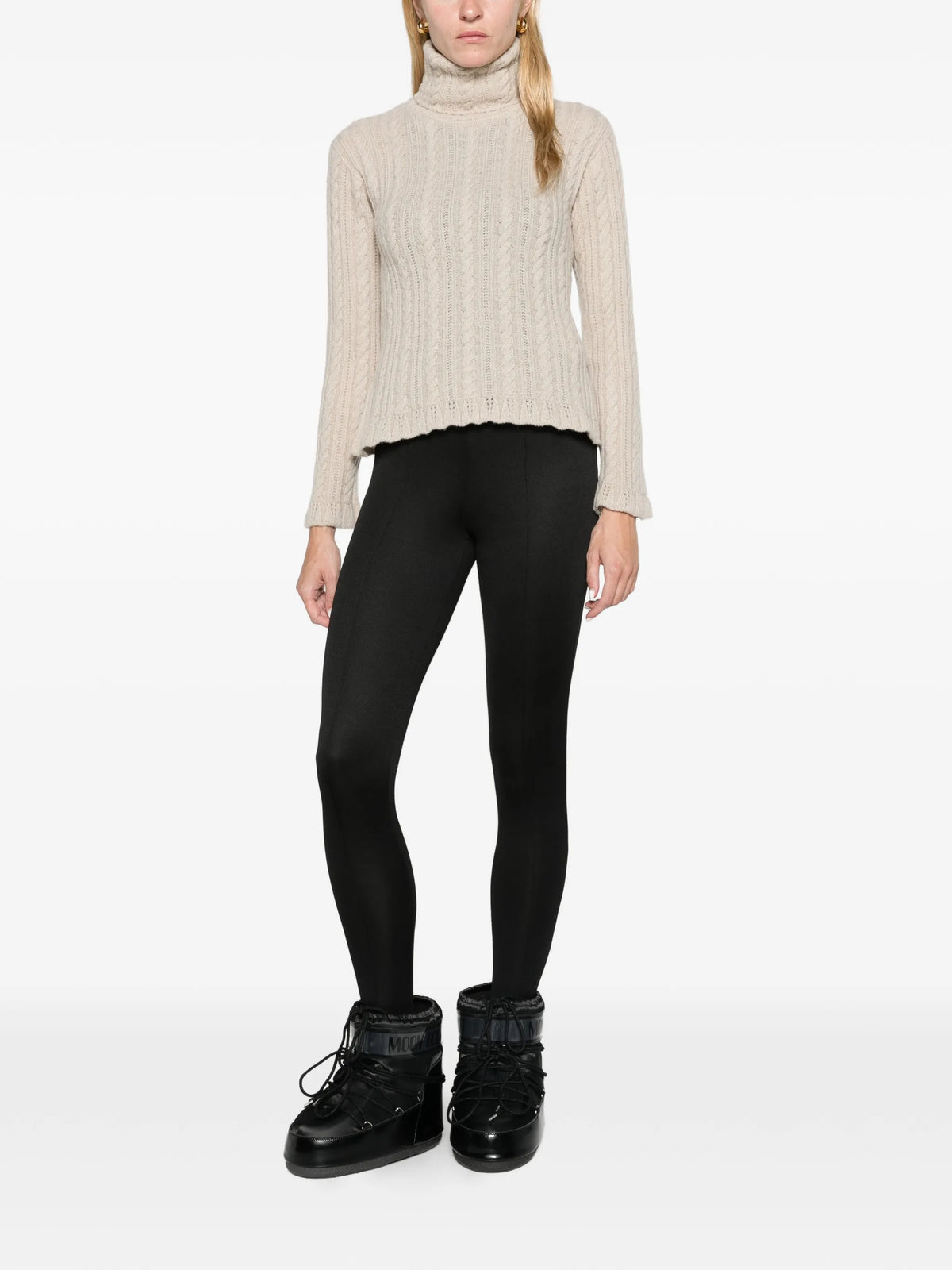 cable-knit roll-neck sweater