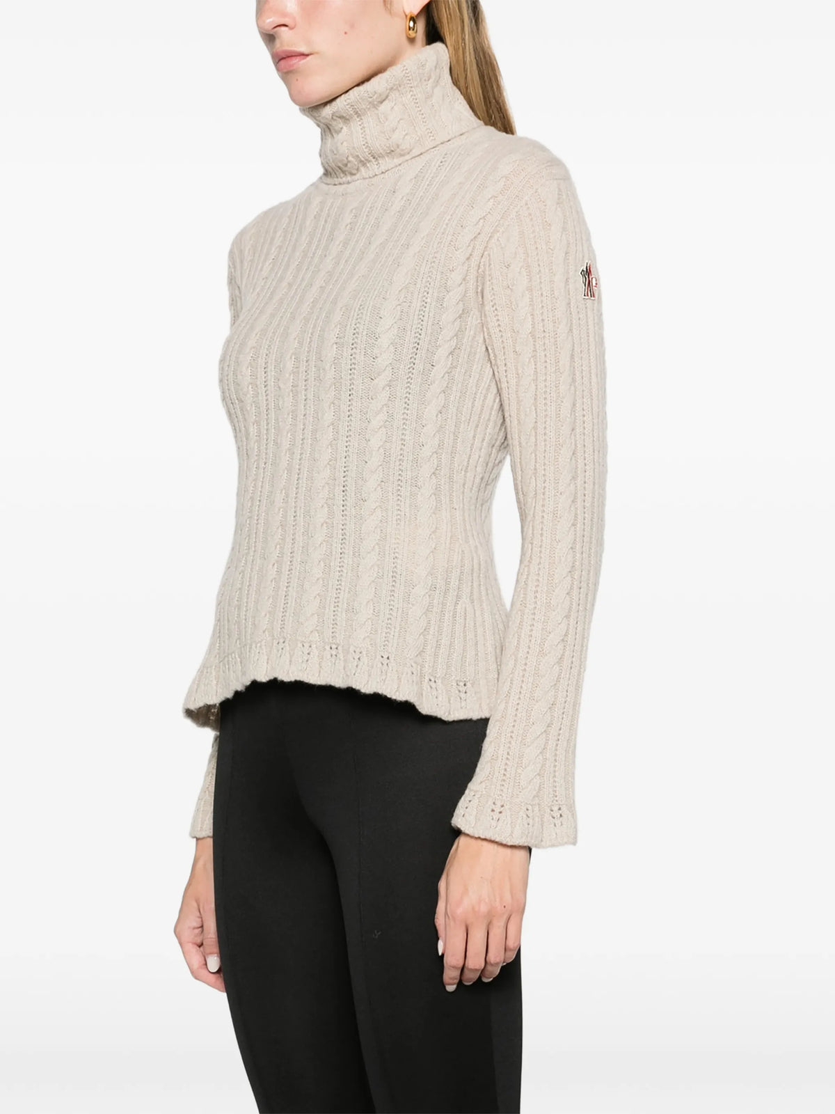 cable-knit roll-neck sweater