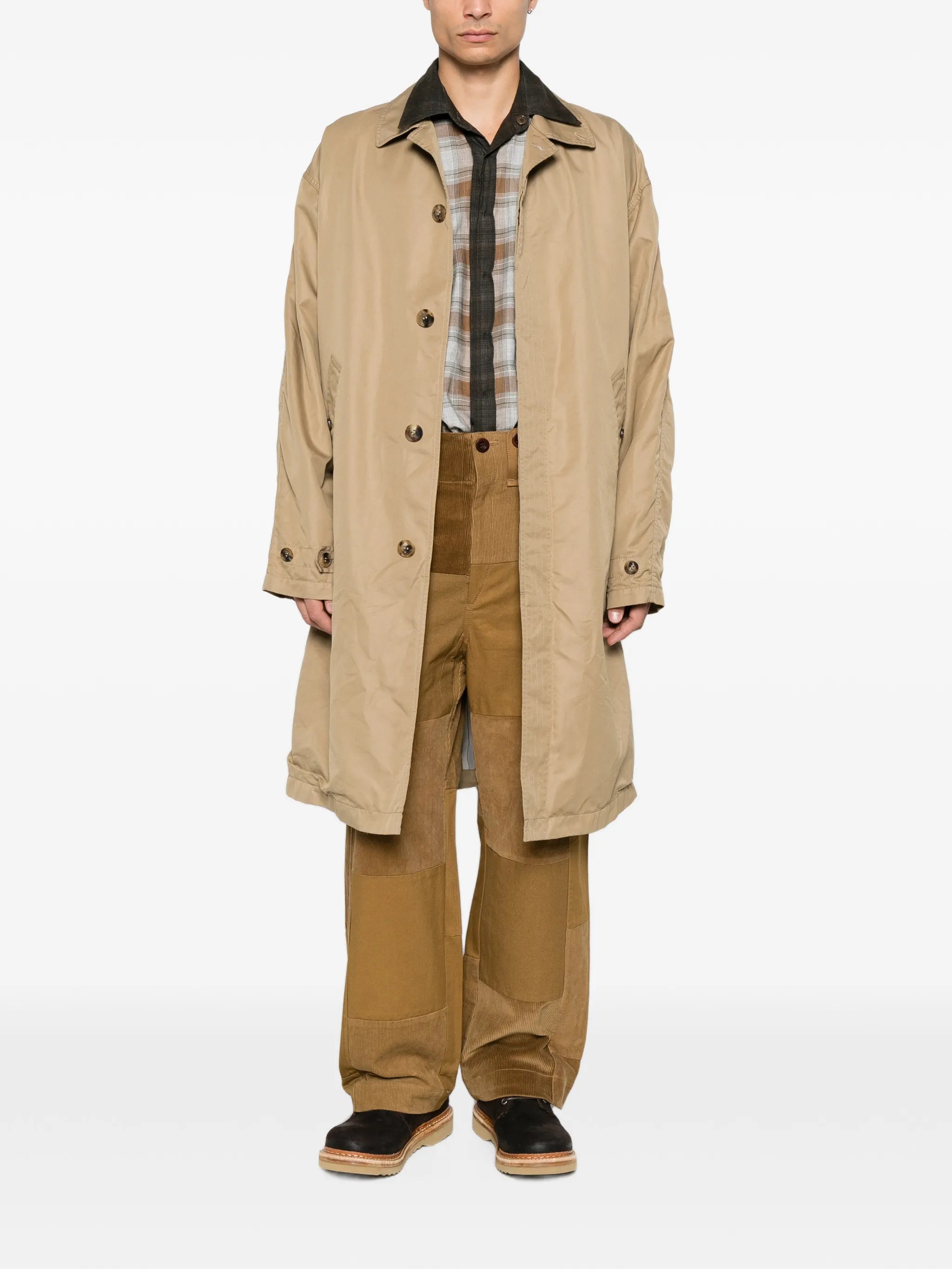 belted gabardine overcoat