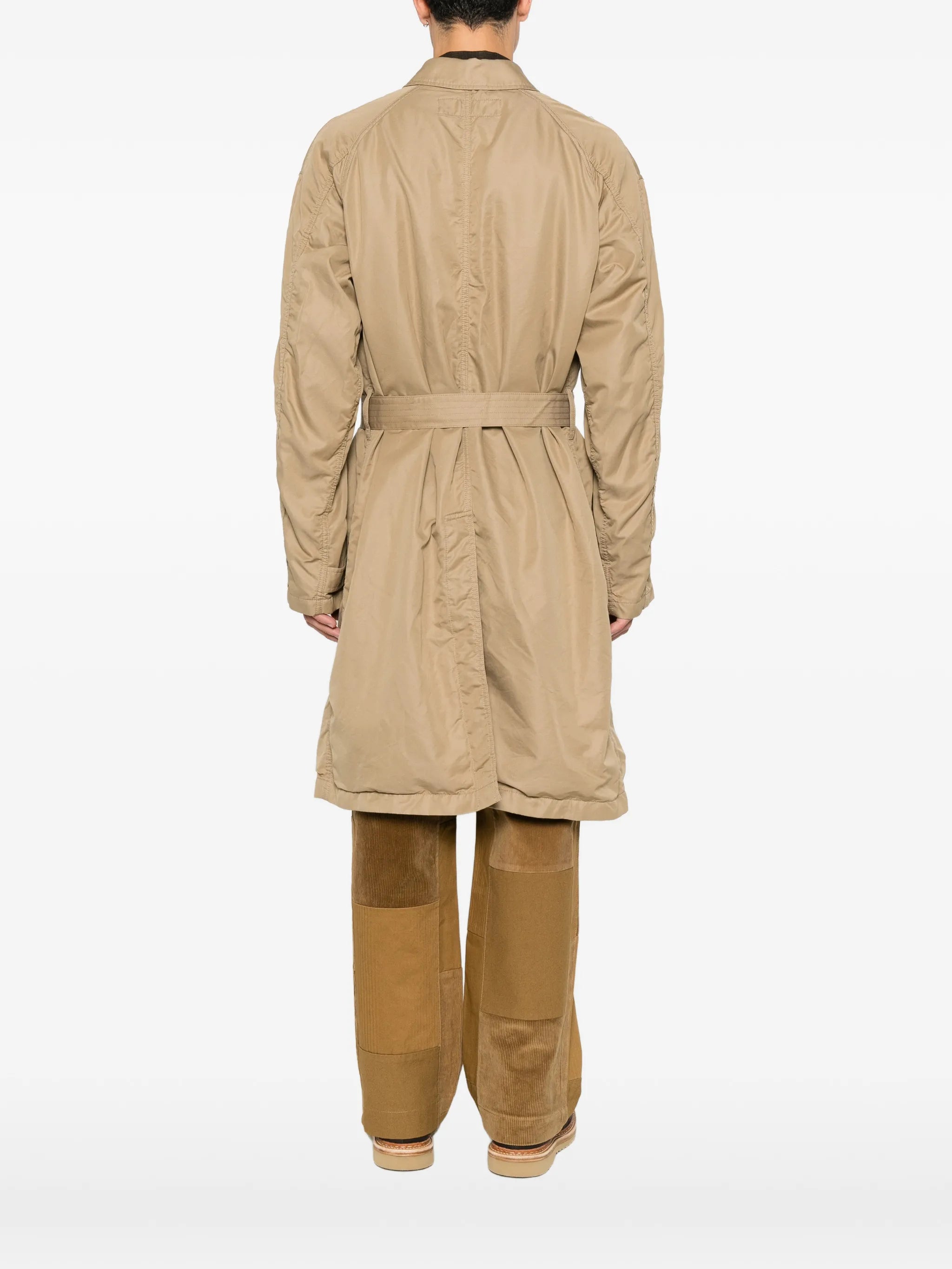 belted gabardine overcoat