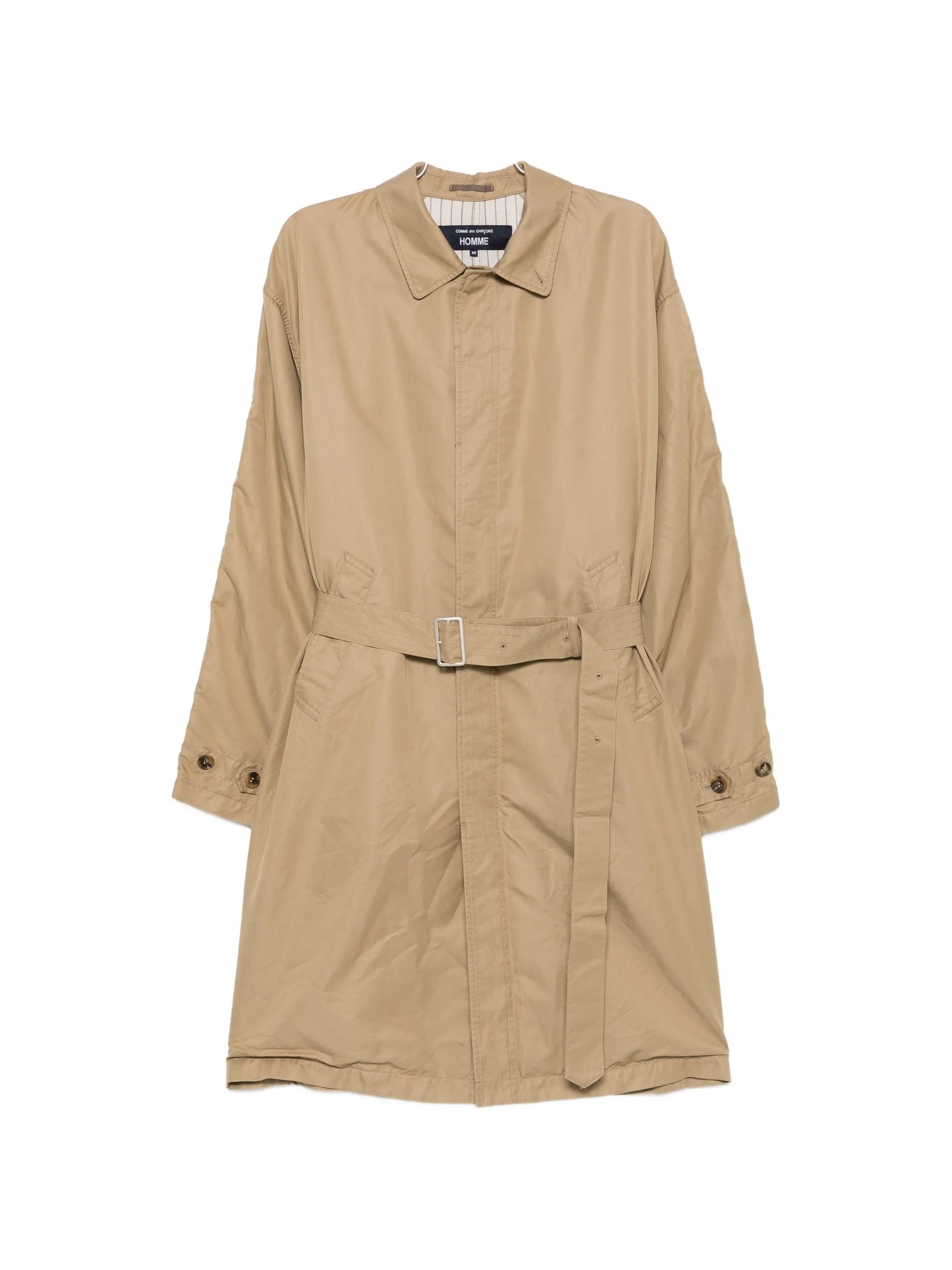 belted gabardine overcoat