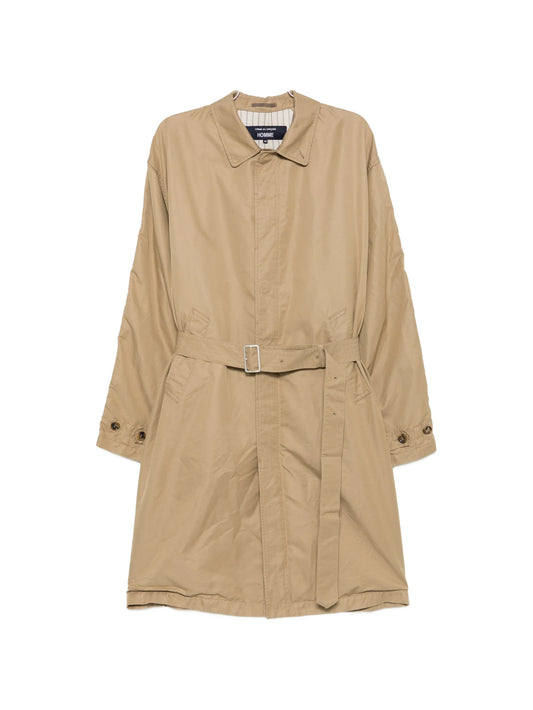 belted gabardine overcoat