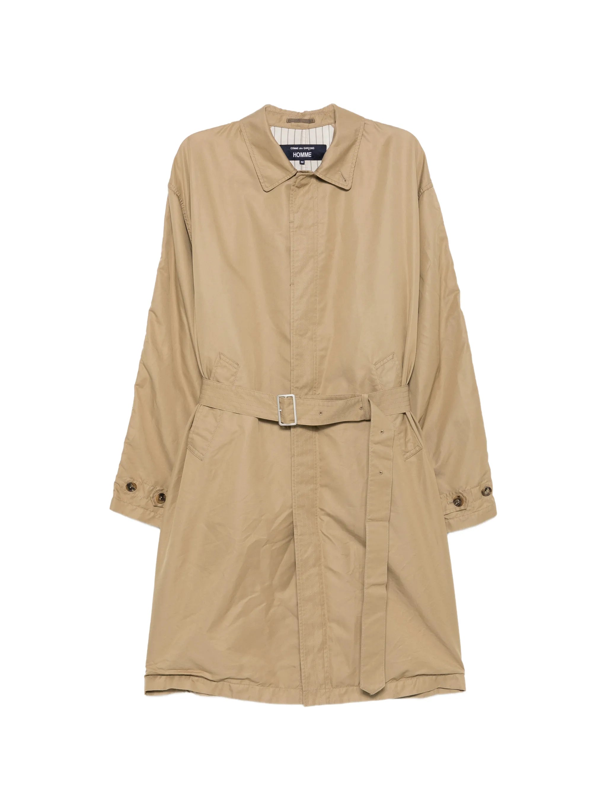 belted gabardine overcoat