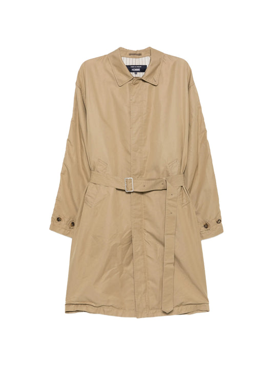 belted gabardine overcoat