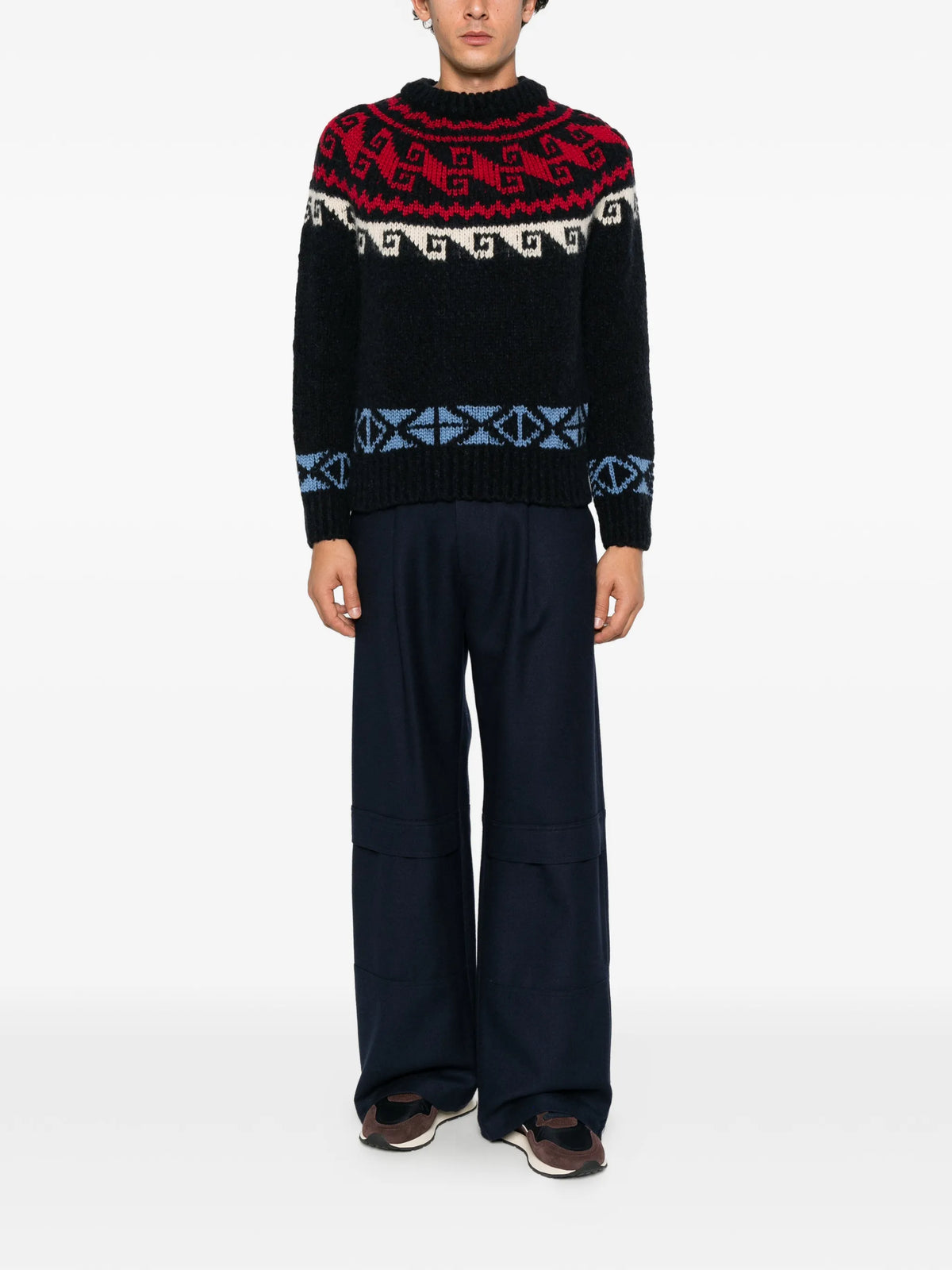 geometric jacquard-knit sweater