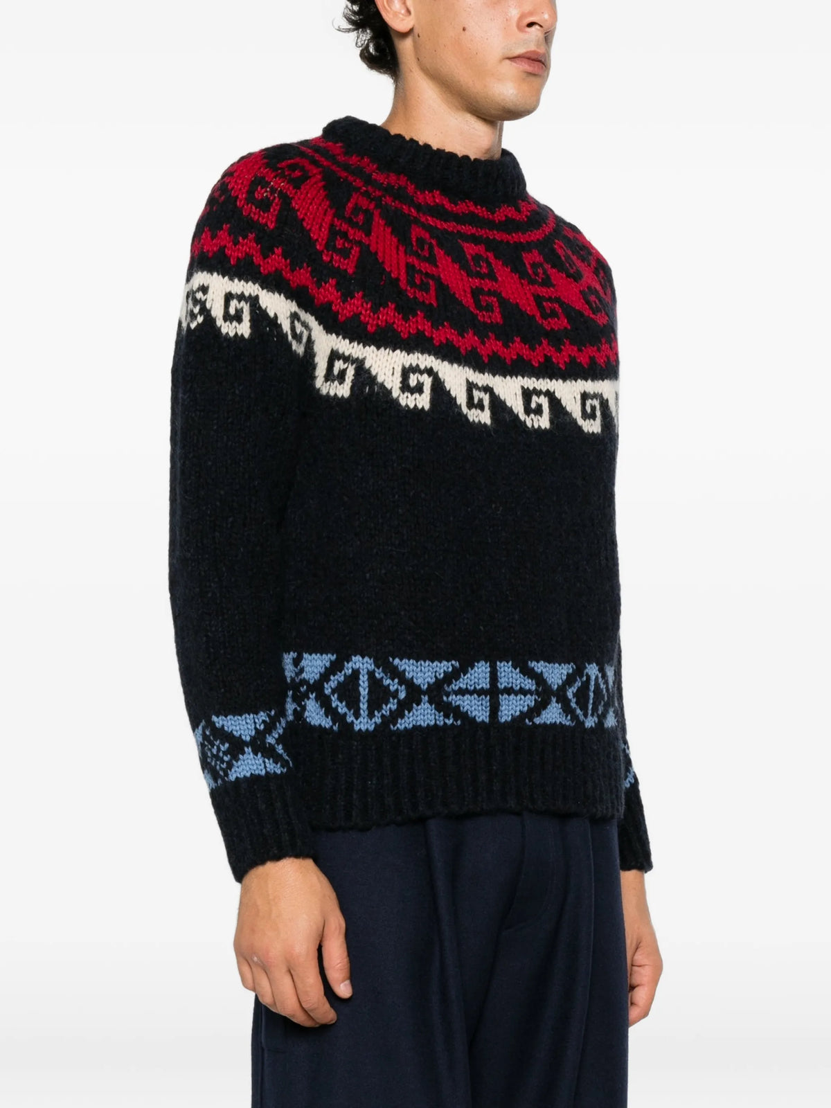 geometric jacquard-knit sweater