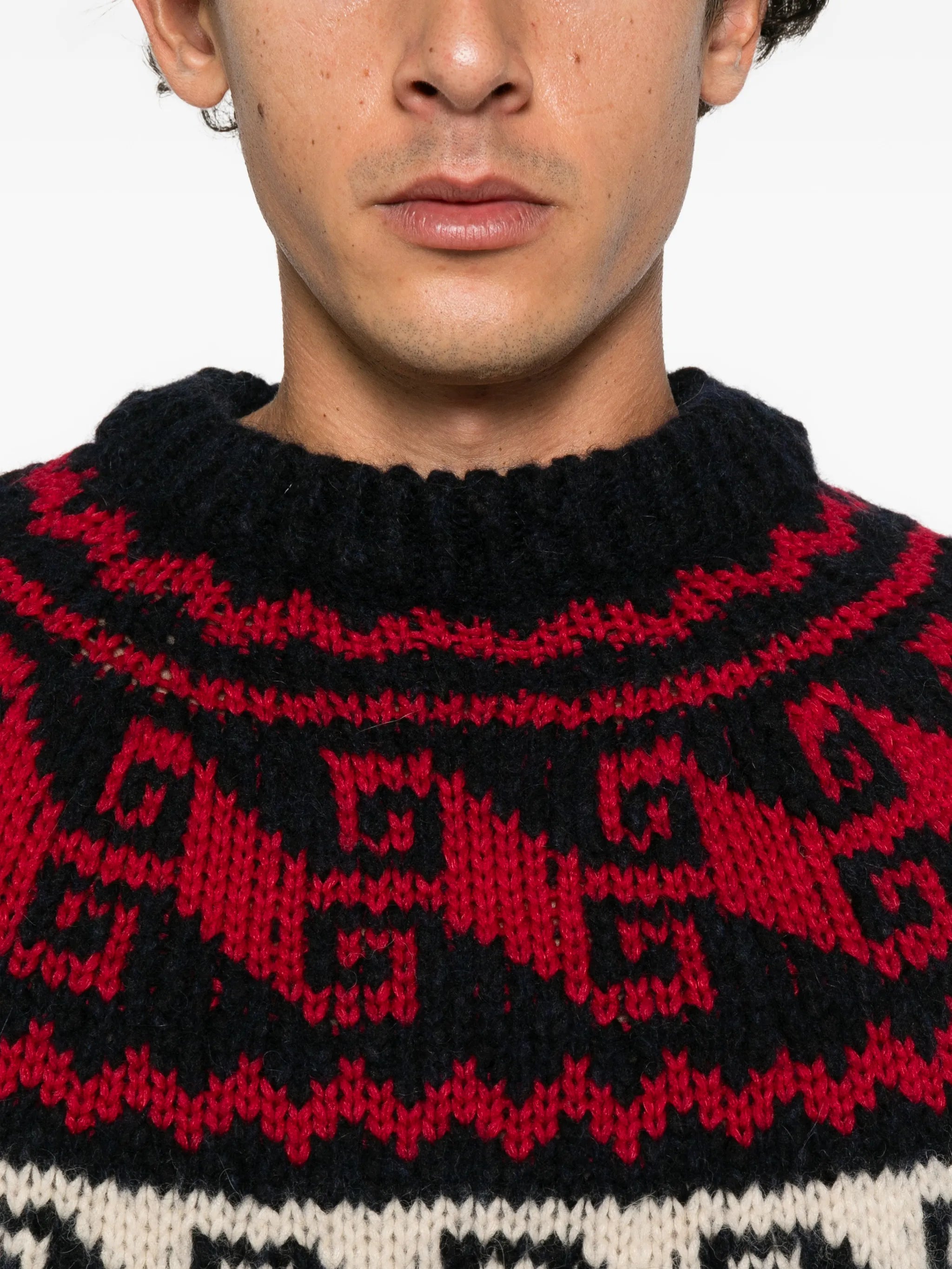 geometric jacquard-knit sweater