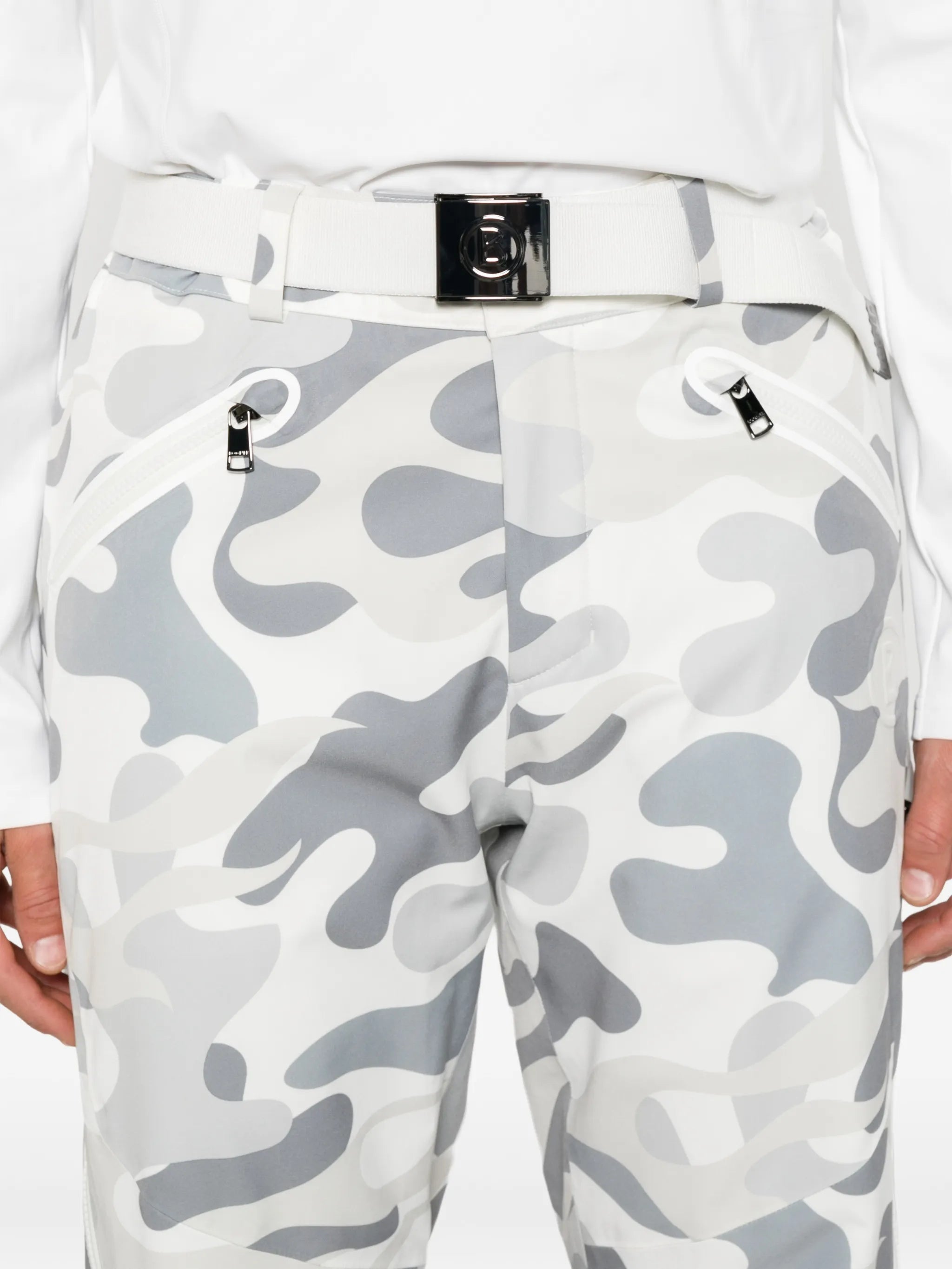 Tim-T camo-print belted ski bottoms