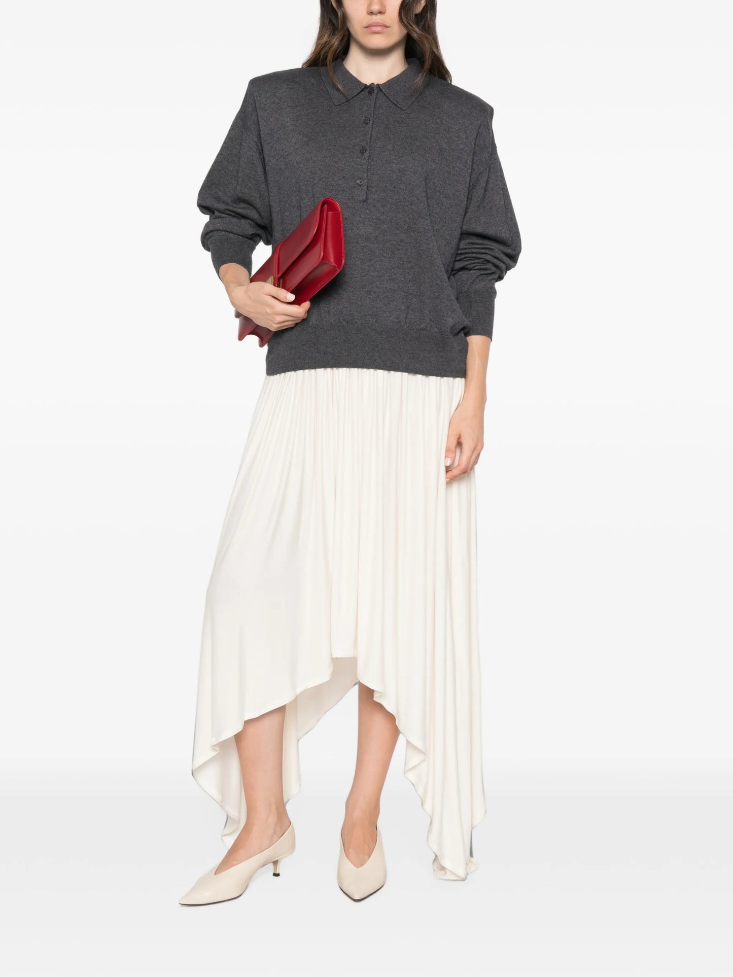 padded-shoulder polo top