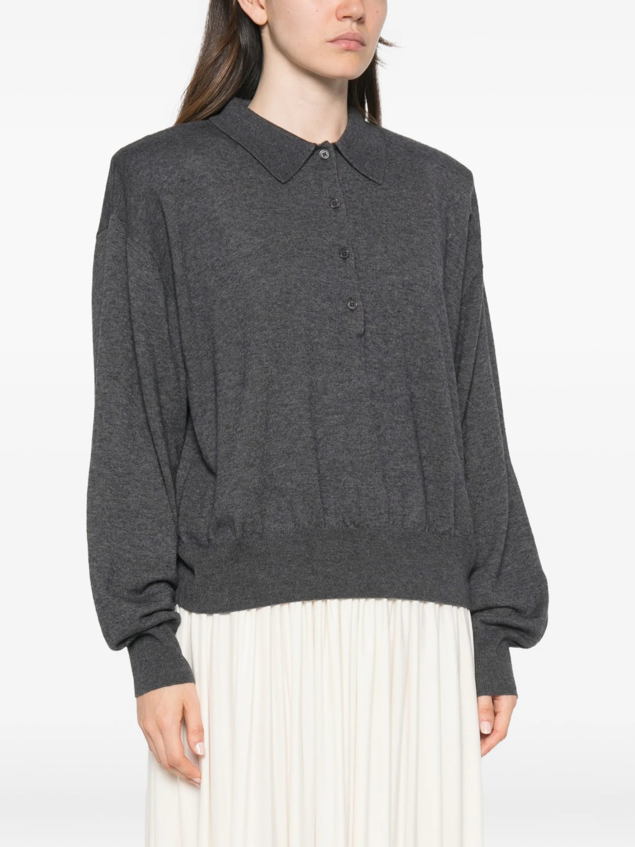 padded-shoulder polo top