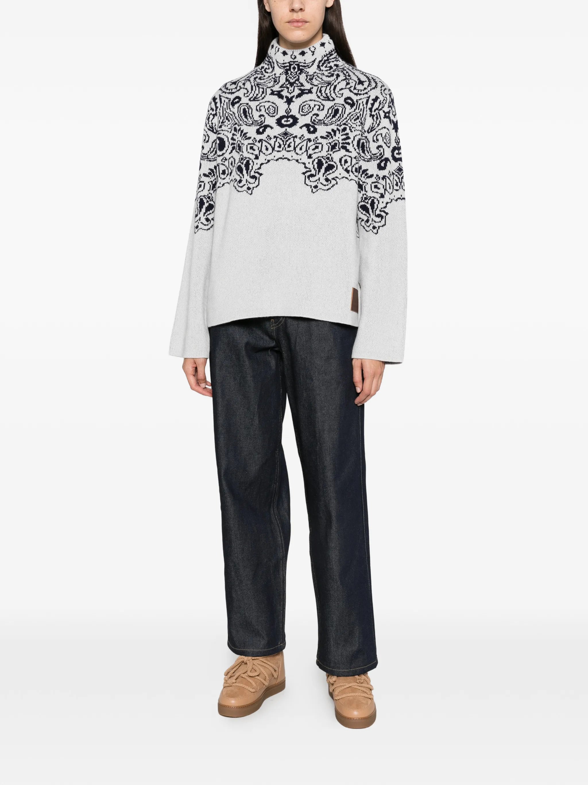 Anshin paisley-pattern sweater