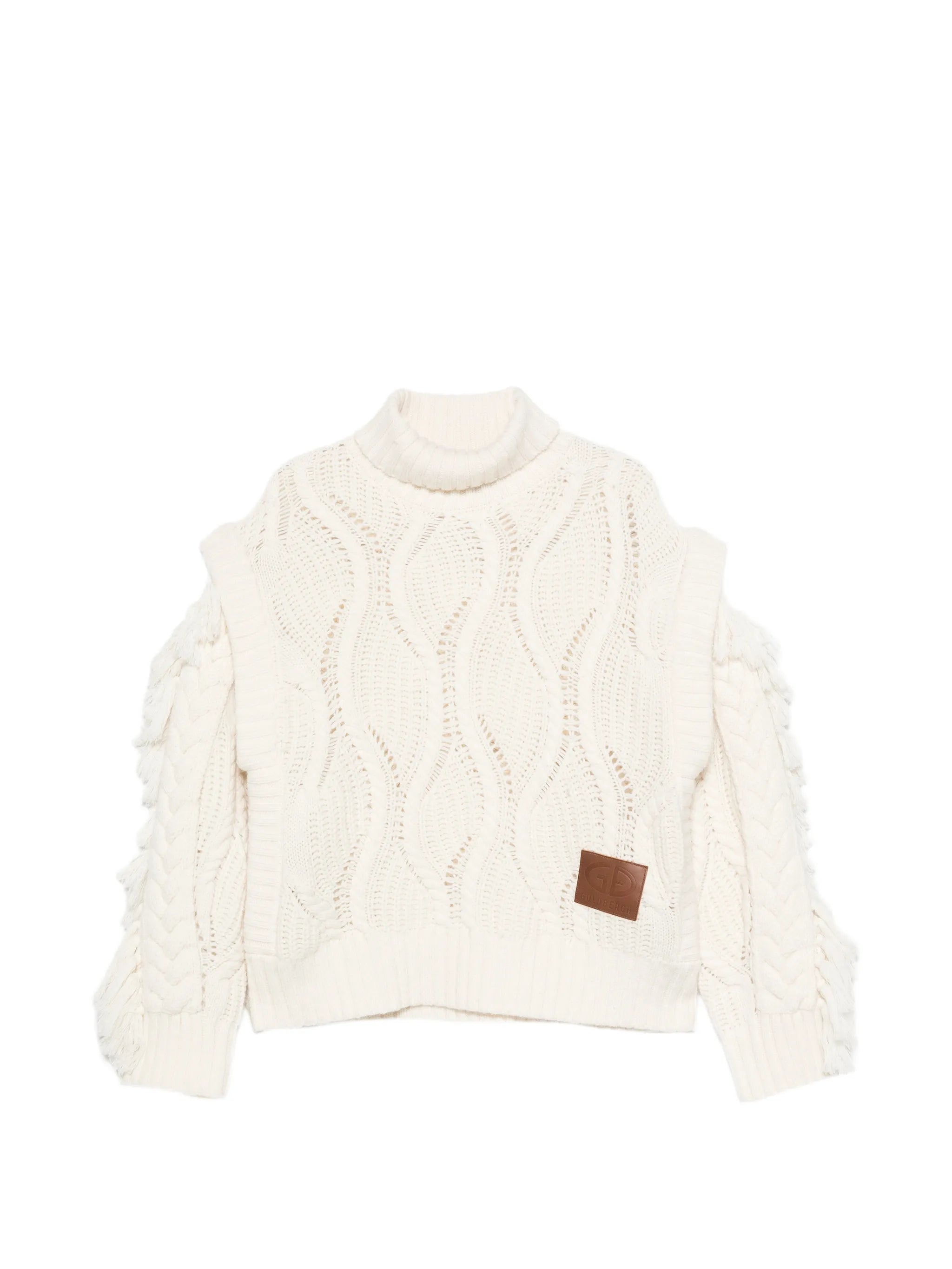 Kyomi fringed-detail cable-knit sweater