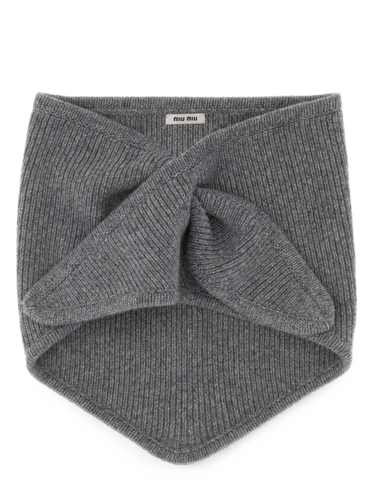 ribbed-knit logo-patch scarf