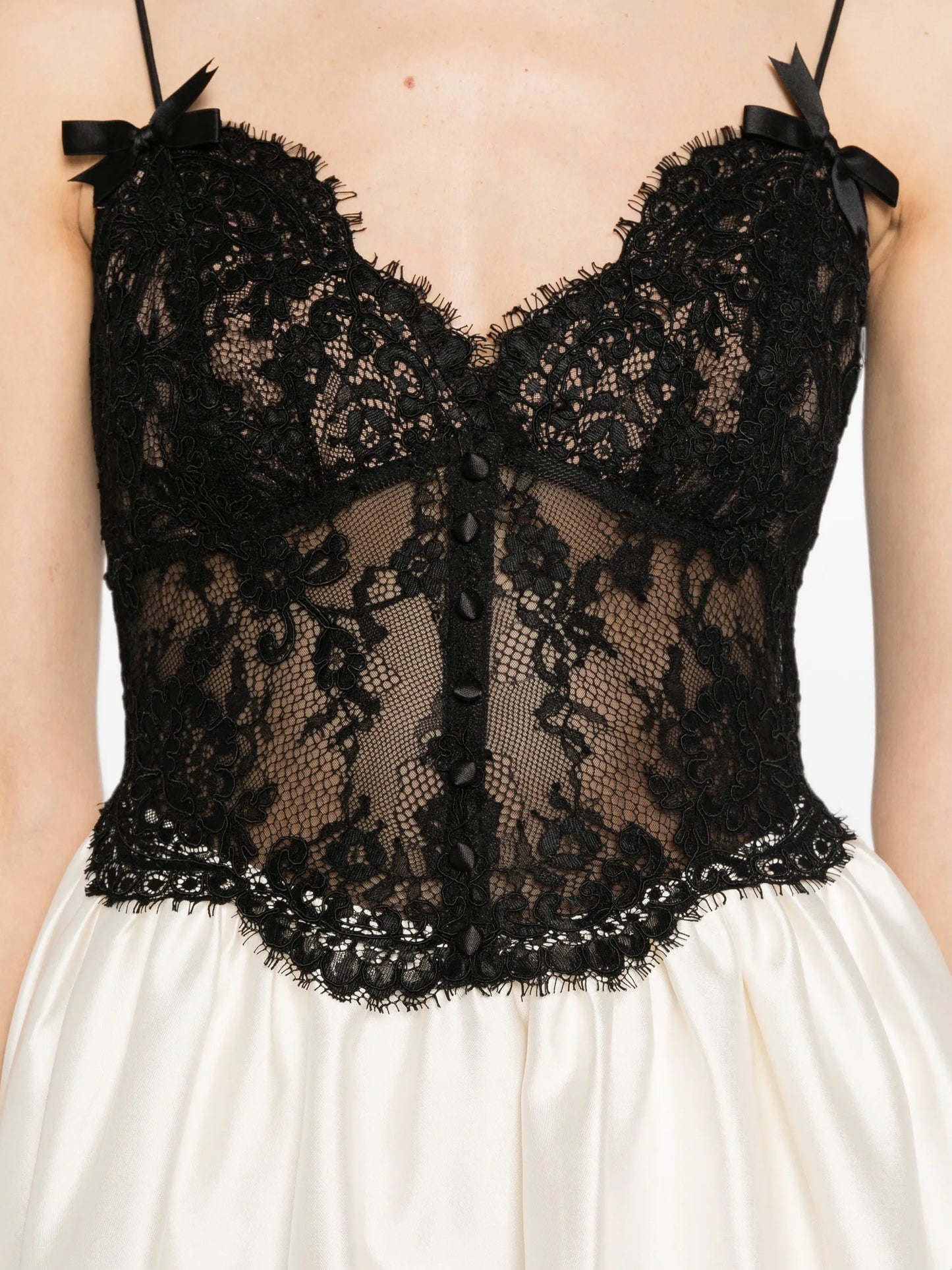 lace-bodice flared midi dress