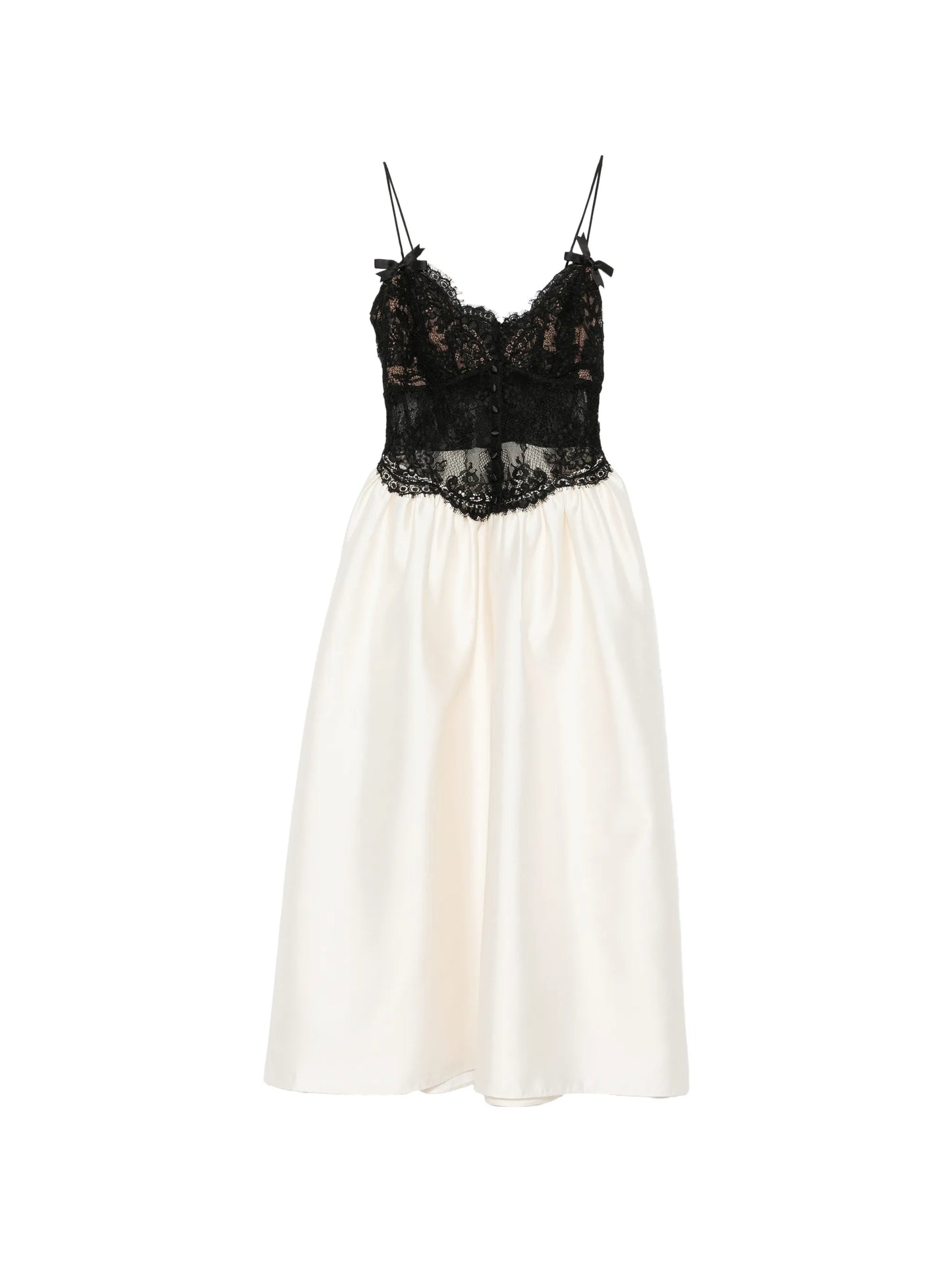 lace-bodice flared midi dress