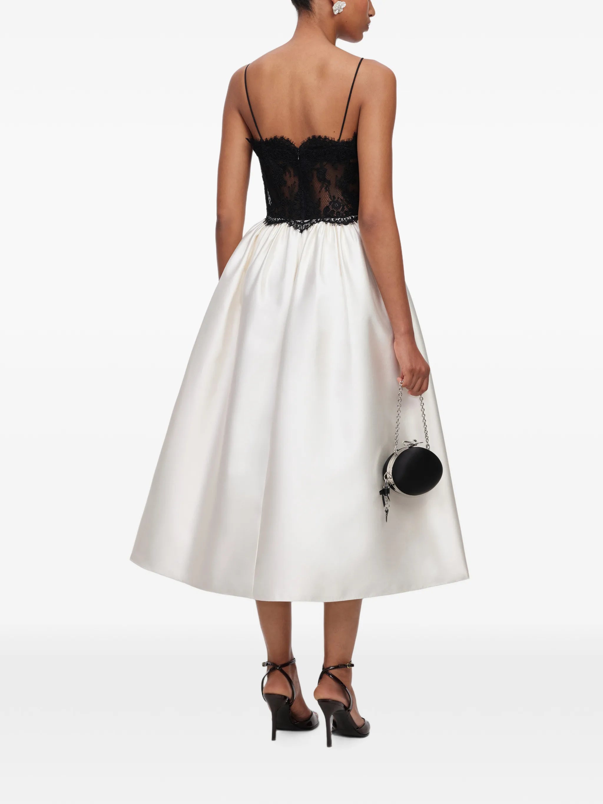lace-bodice flared midi dress