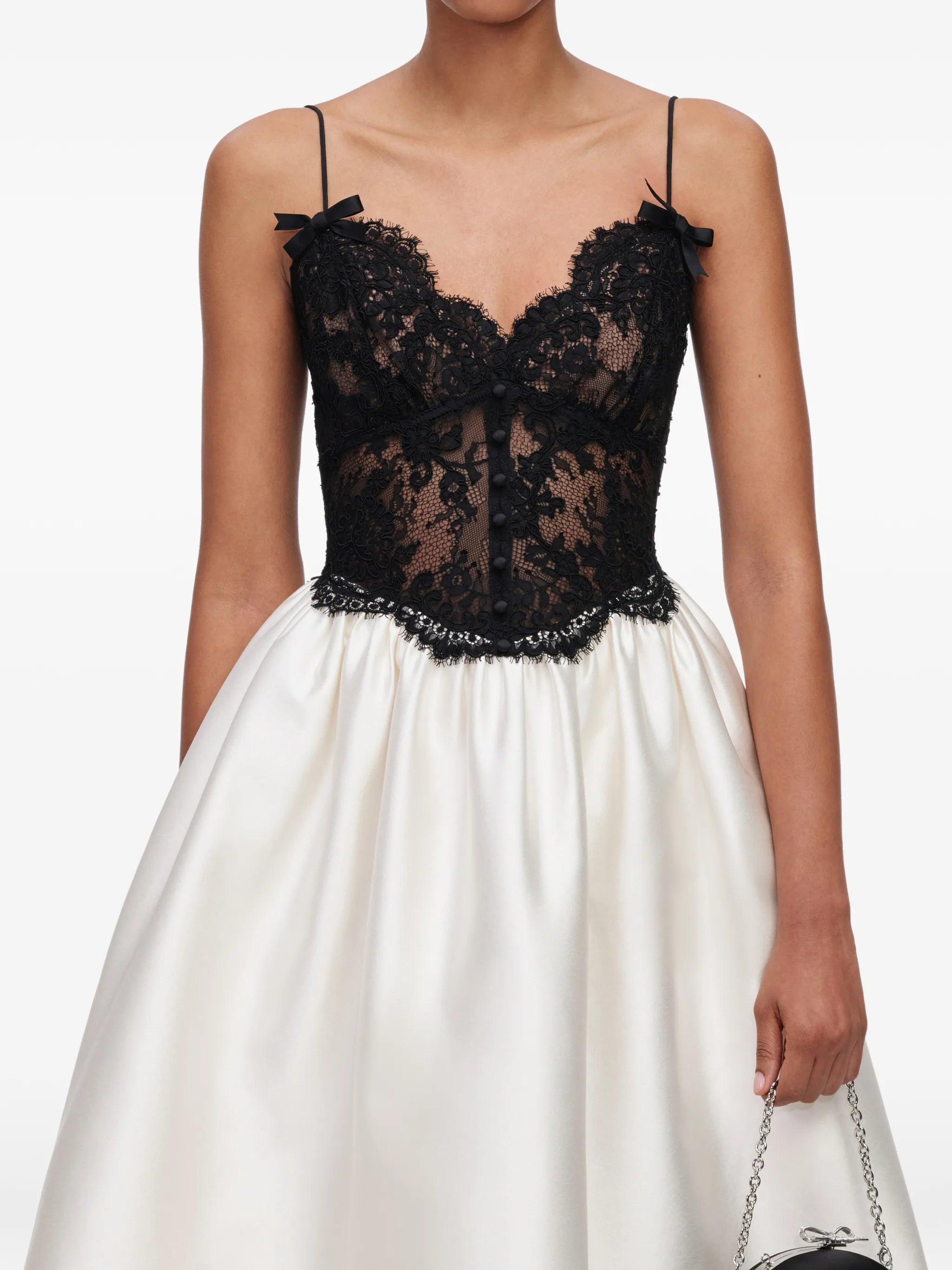 lace-bodice flared midi dress