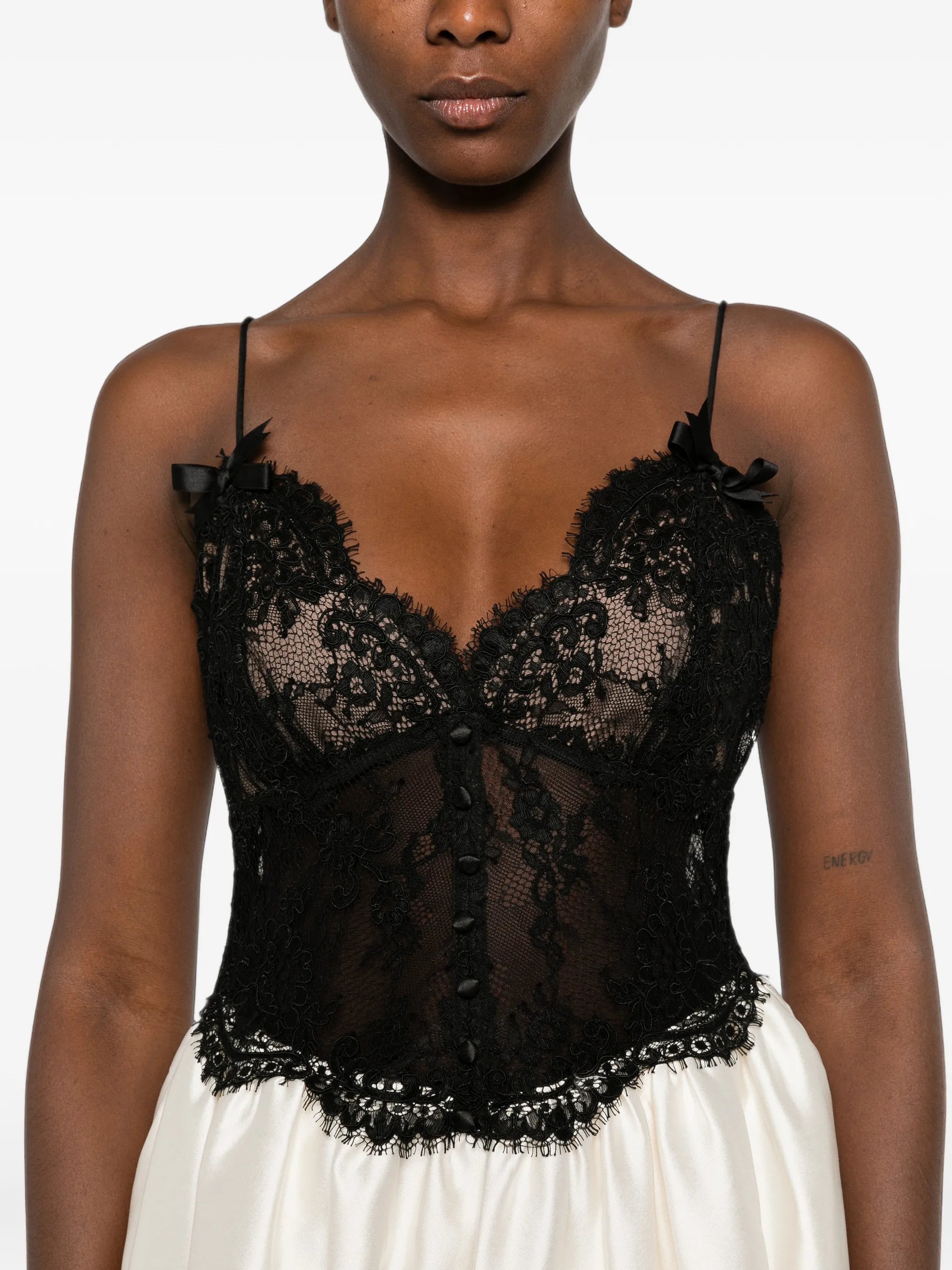 lace-bodice flared midi dress