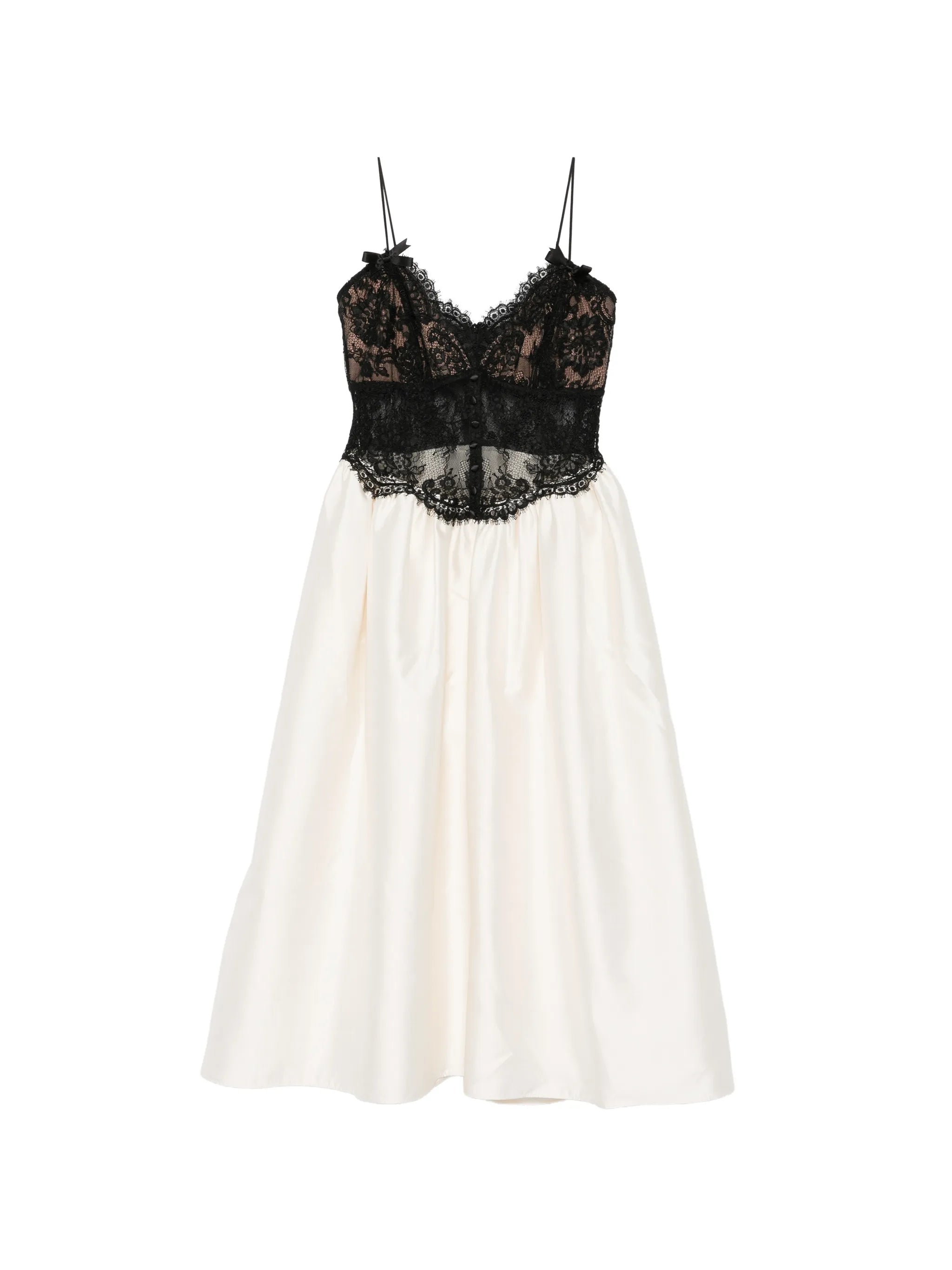 lace-bodice flared midi dress