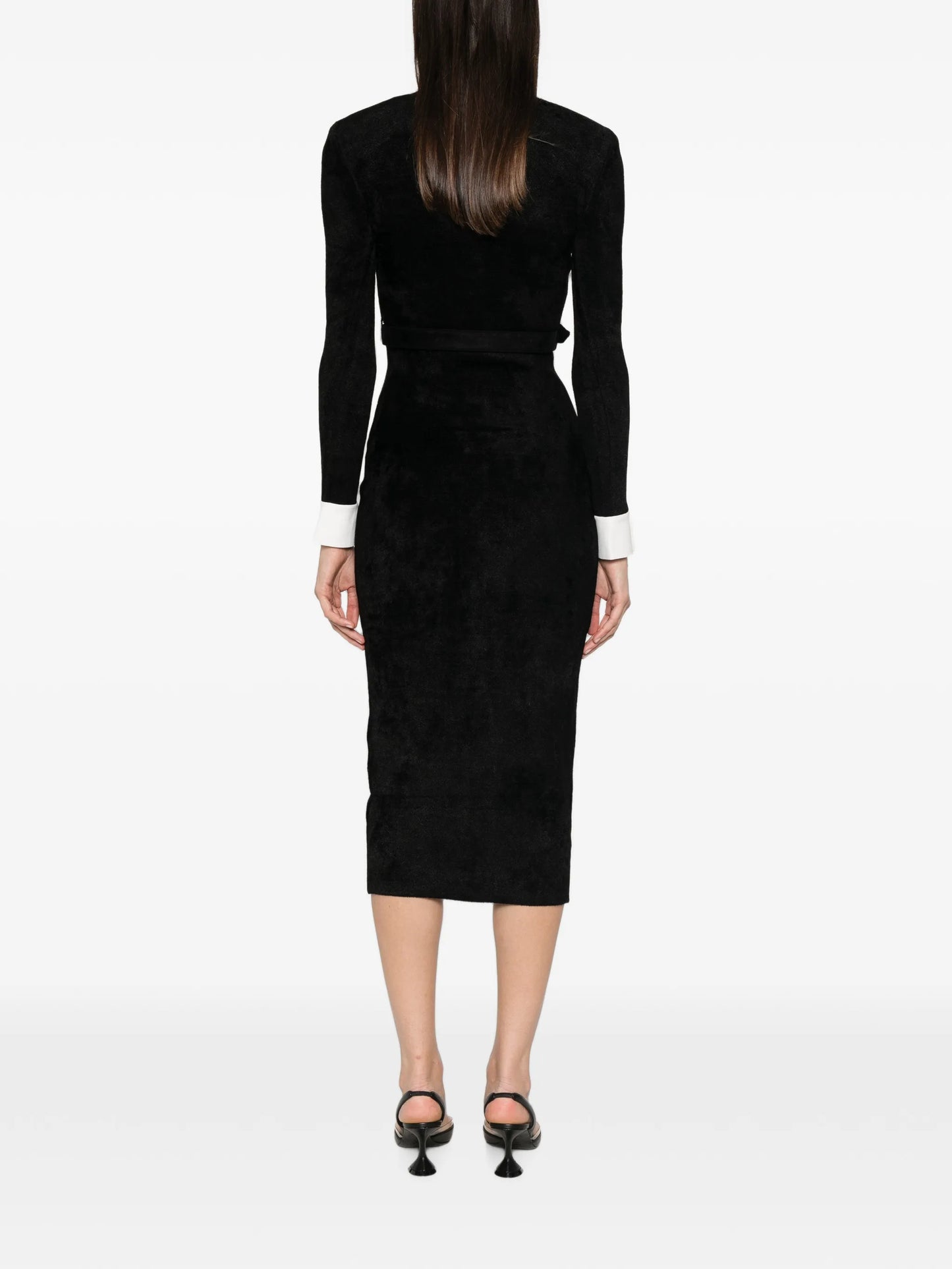 belted button-down midi dress