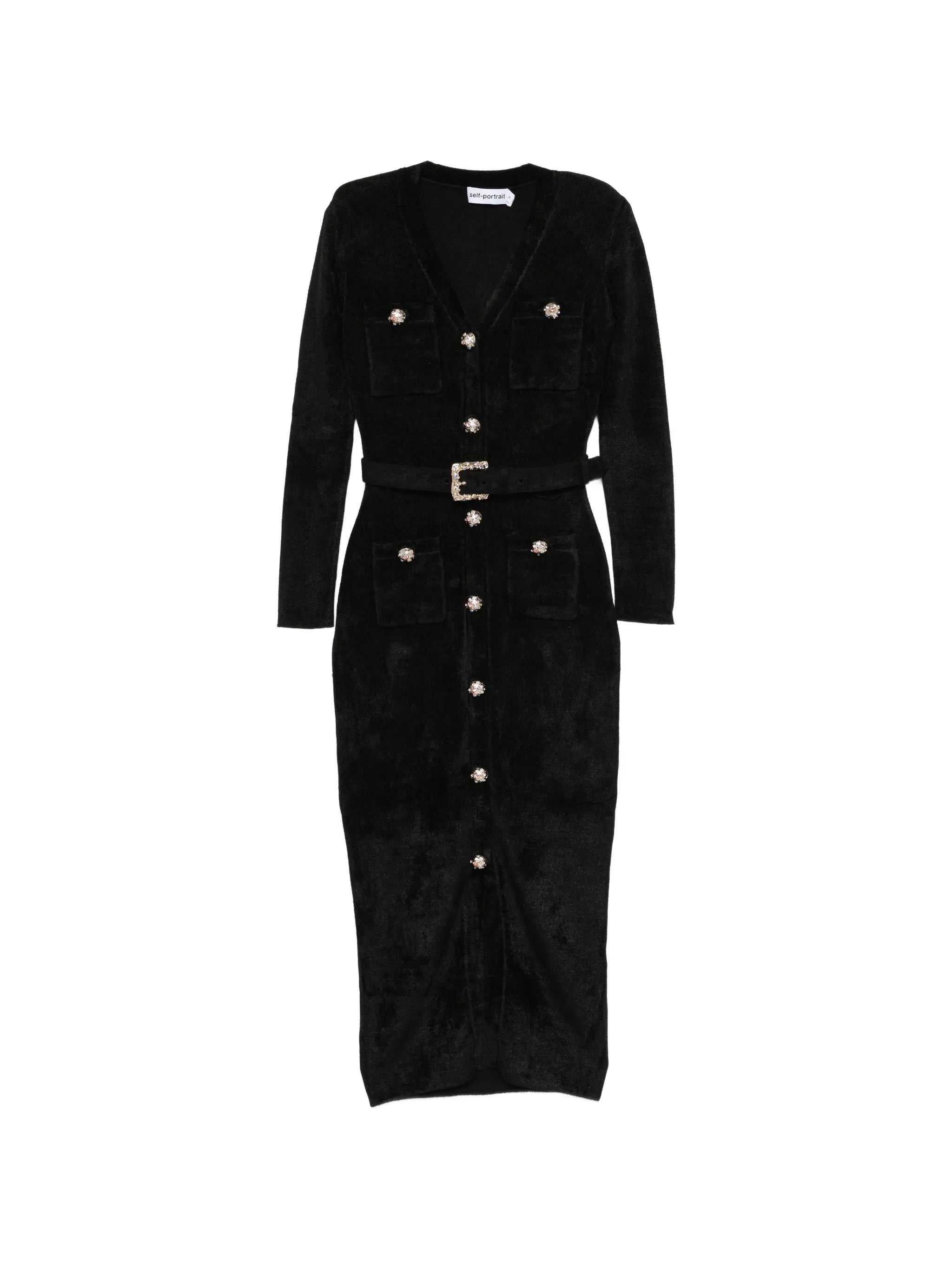 belted button-down midi dress