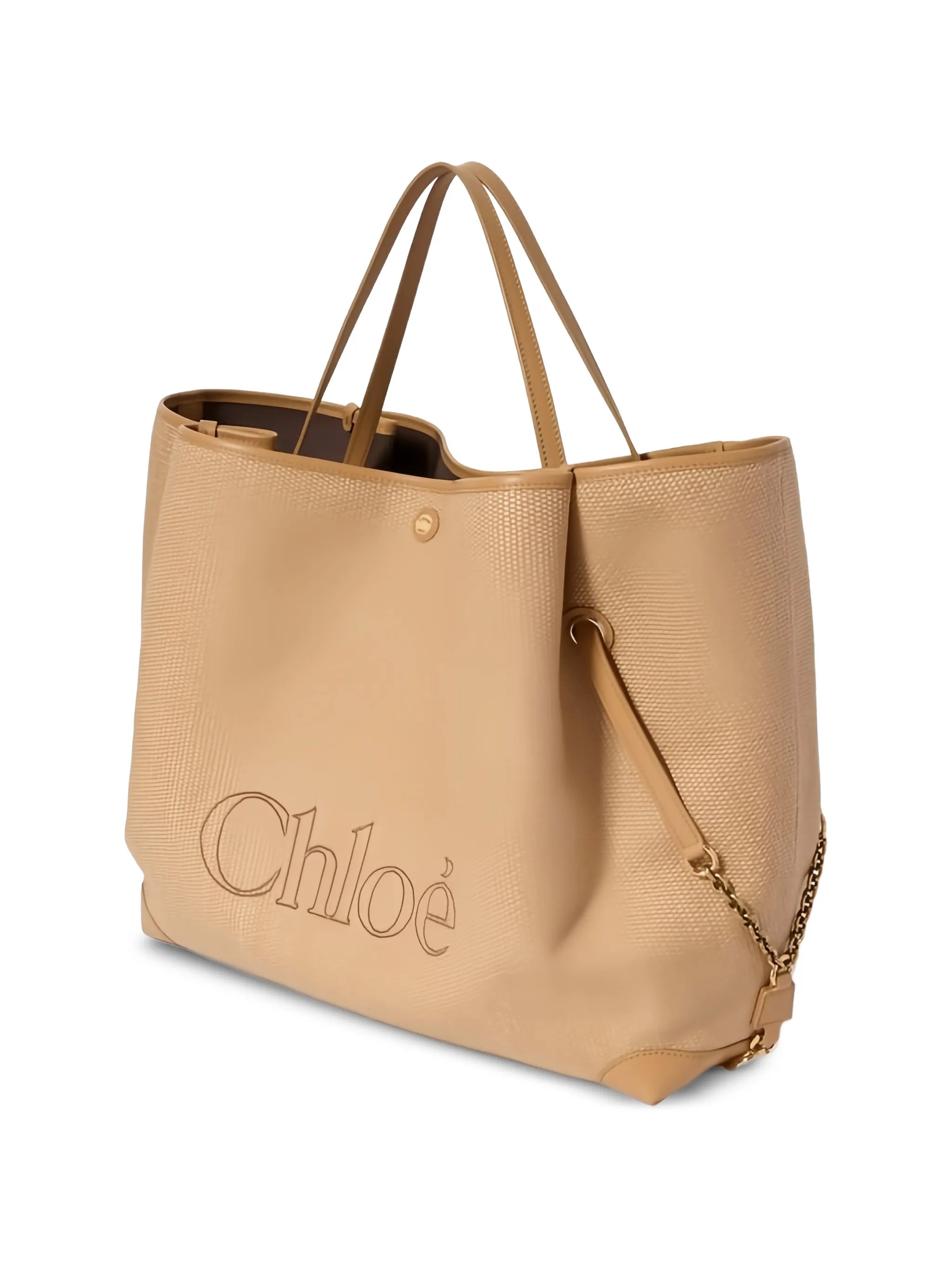 large Clover double carry bag in raffia-effect fibers