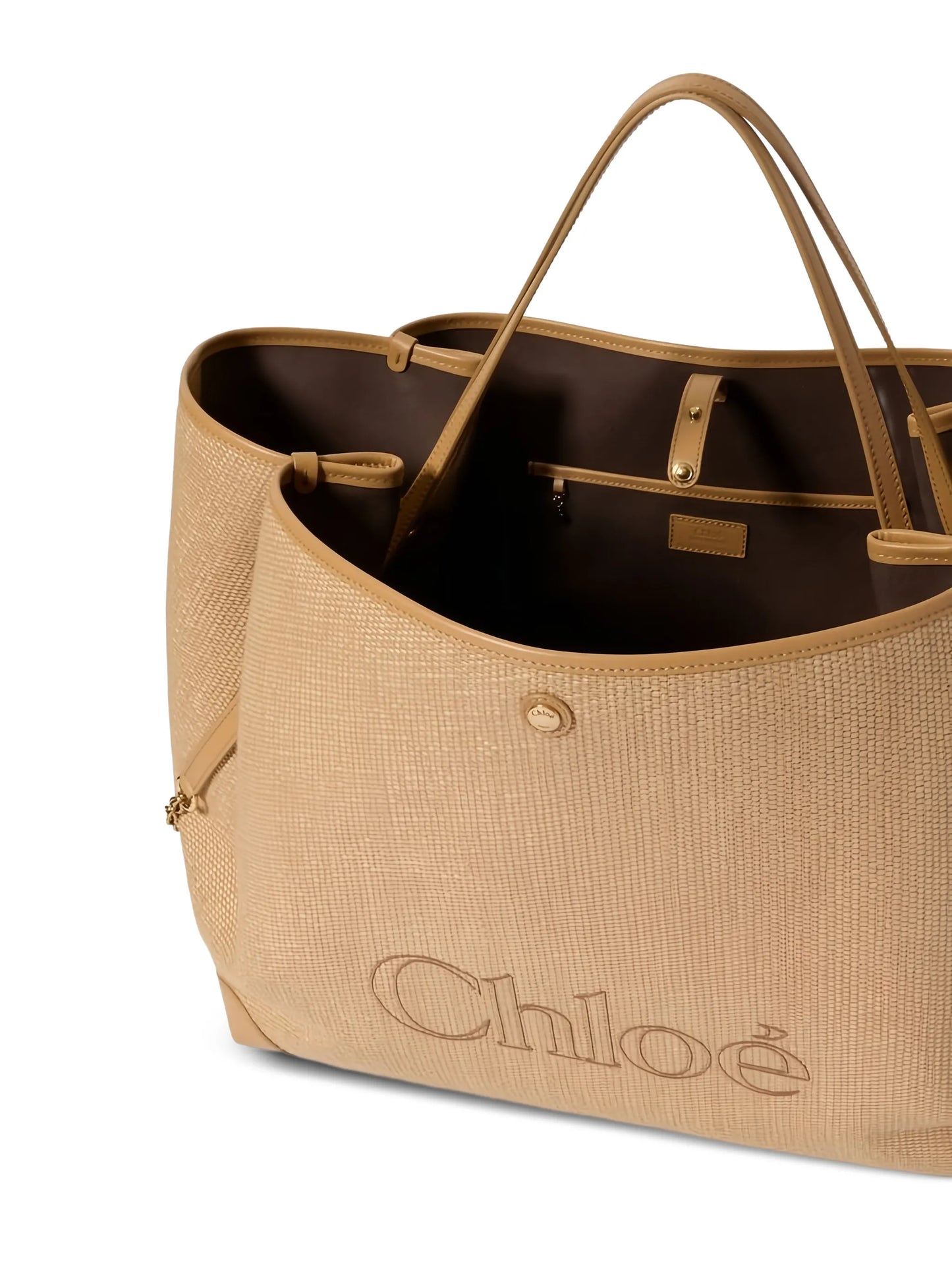 large Clover double carry bag in raffia-effect fibers