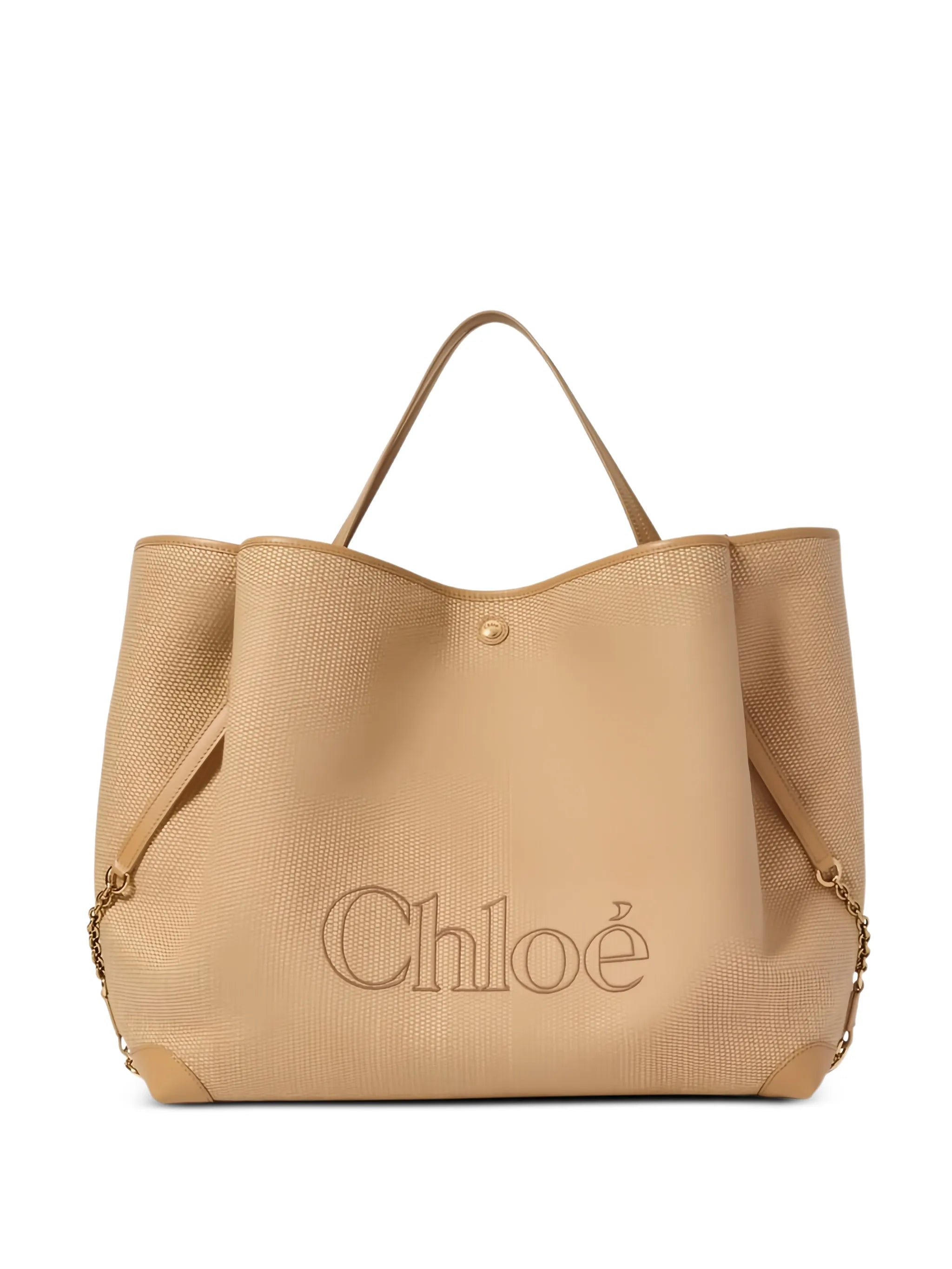 large Clover double carry bag in raffia-effect fibers