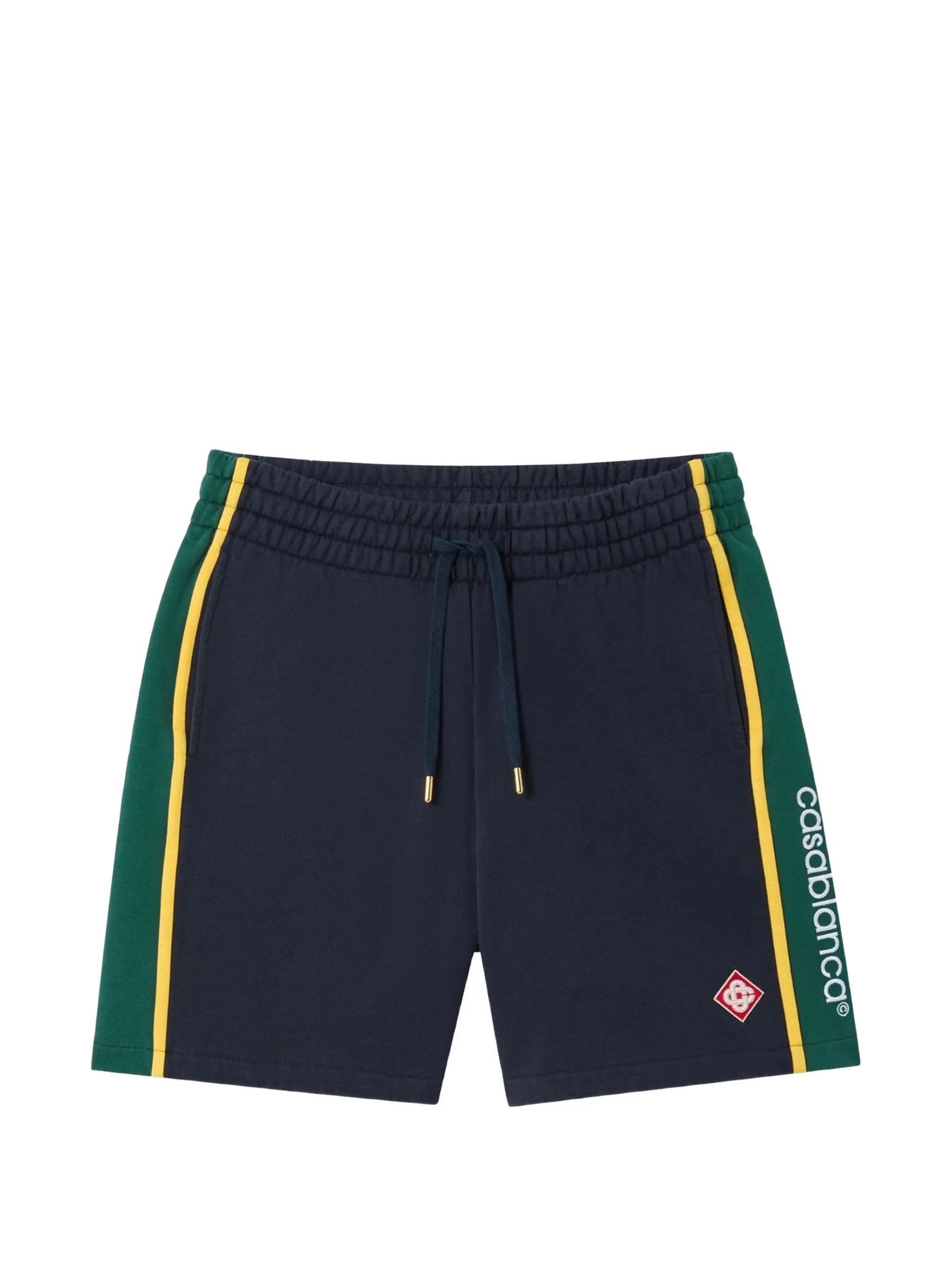 navy & green panelled sweatshorts