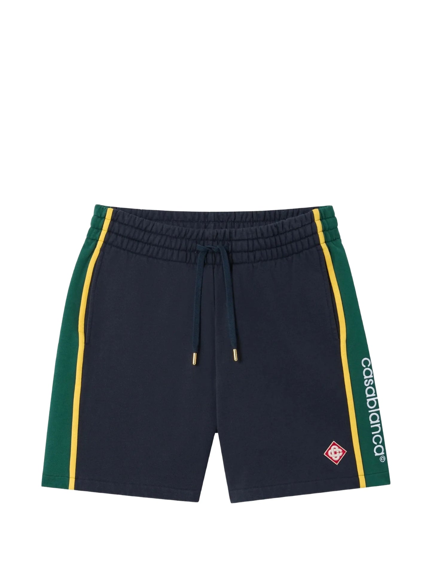 navy & green panelled sweatshorts