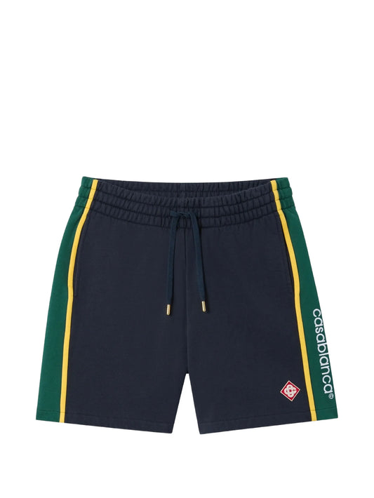 navy & green panelled sweatshorts