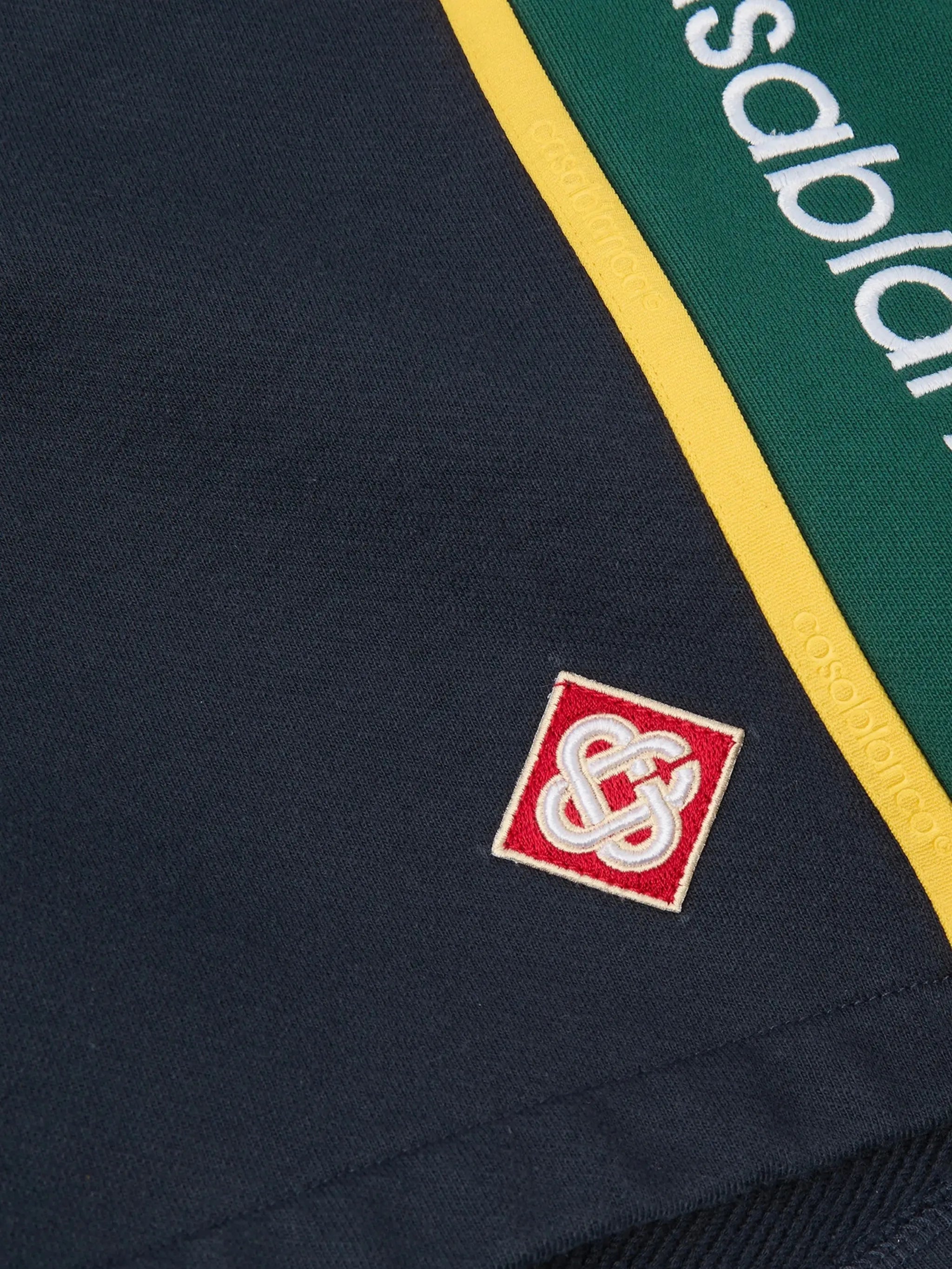 navy & green panelled sweatshorts