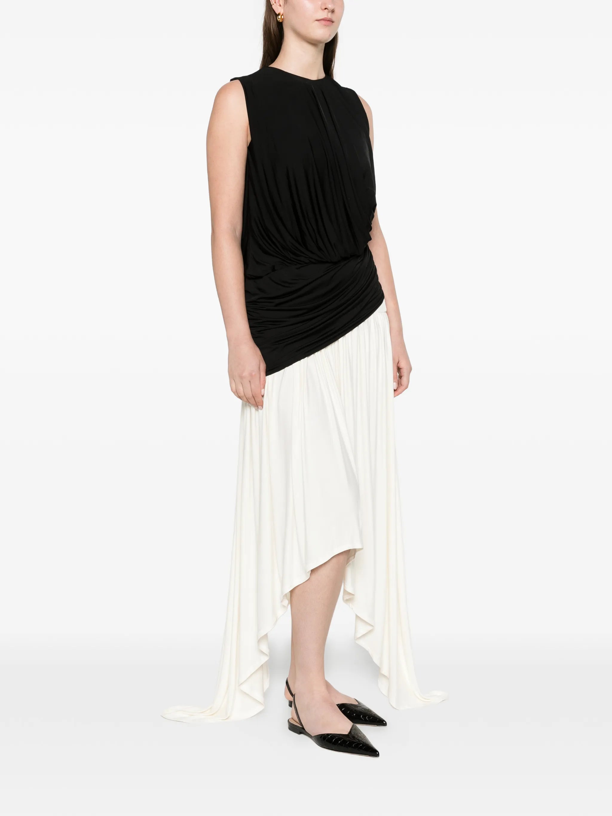 layered drape top in black