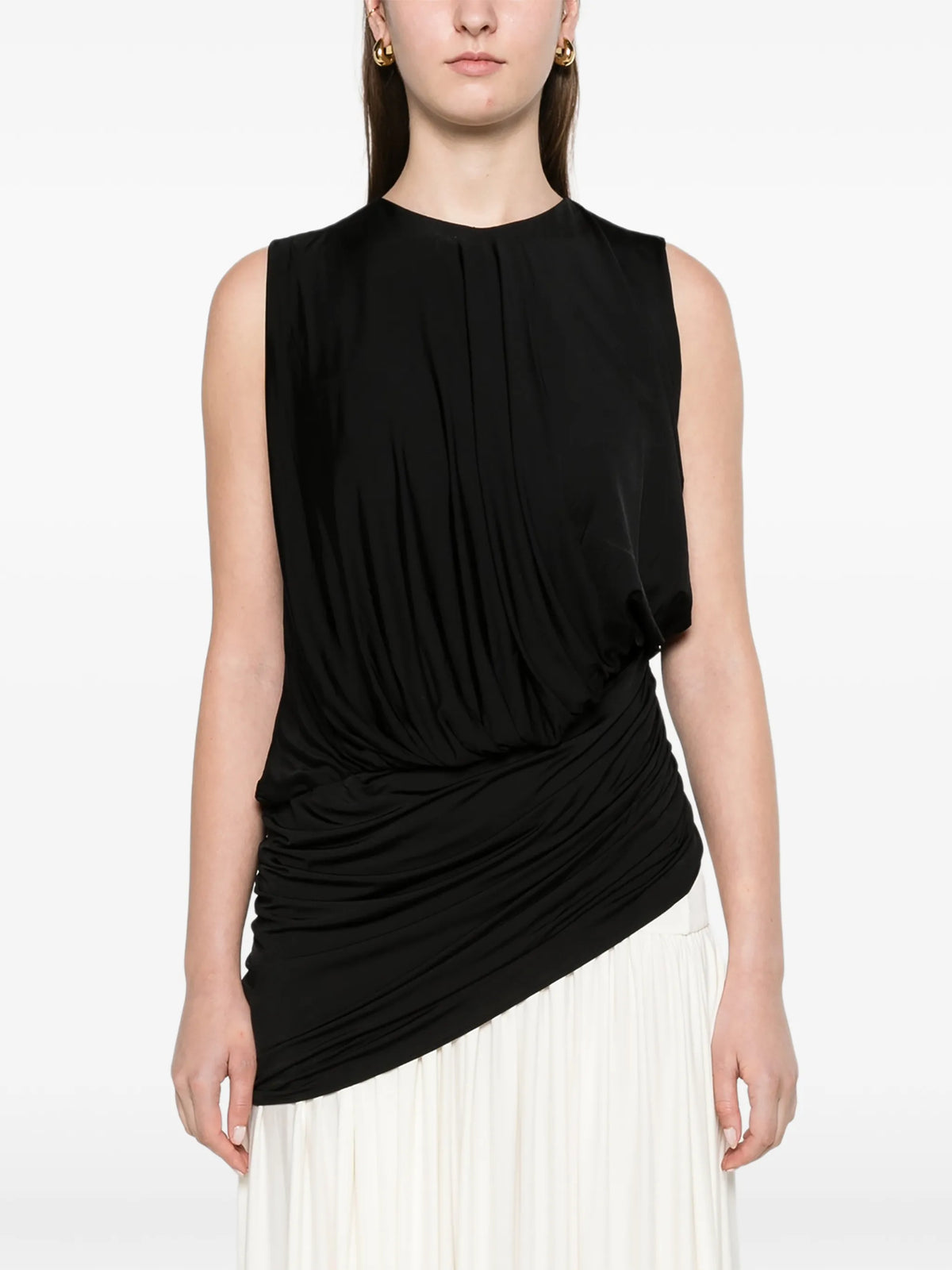 layered drape top in black