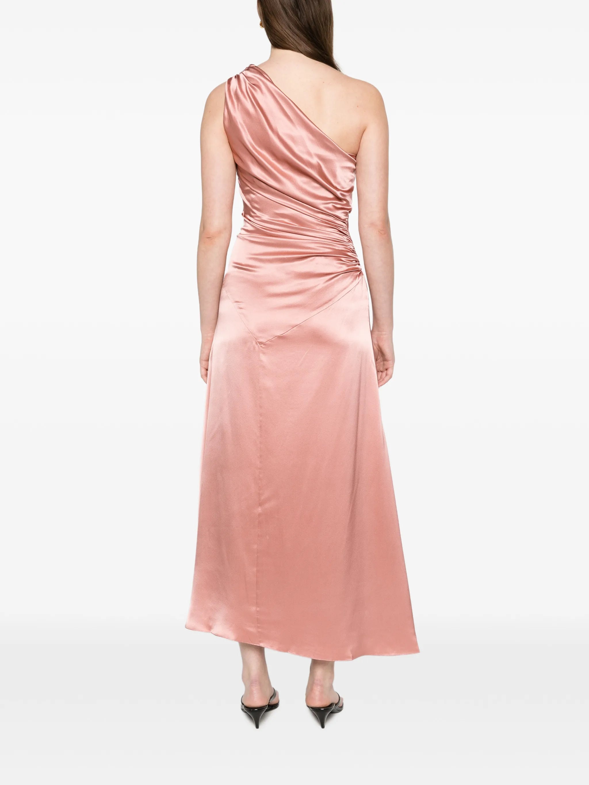 one-shoulder drape dress