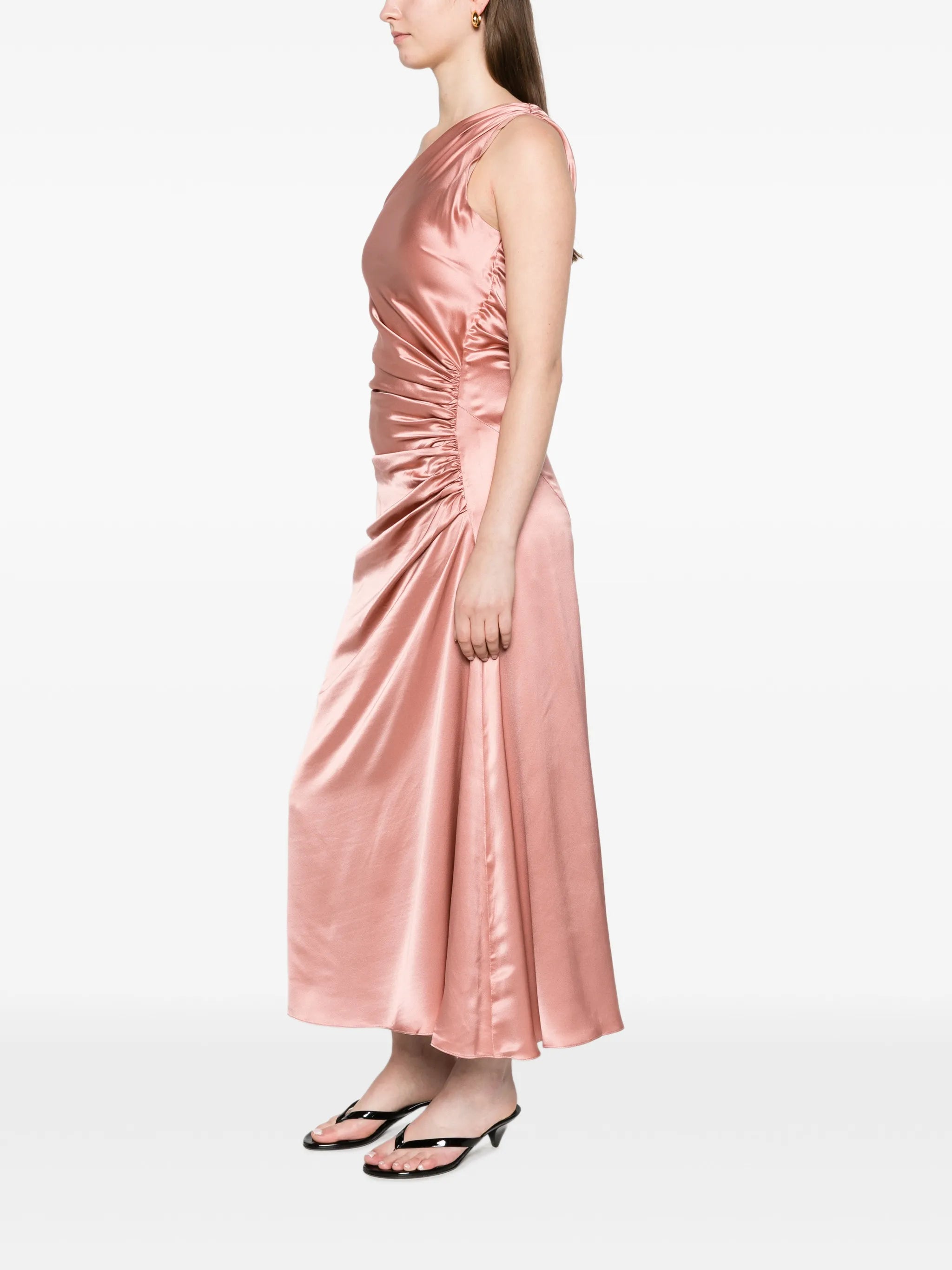 one-shoulder drape dress