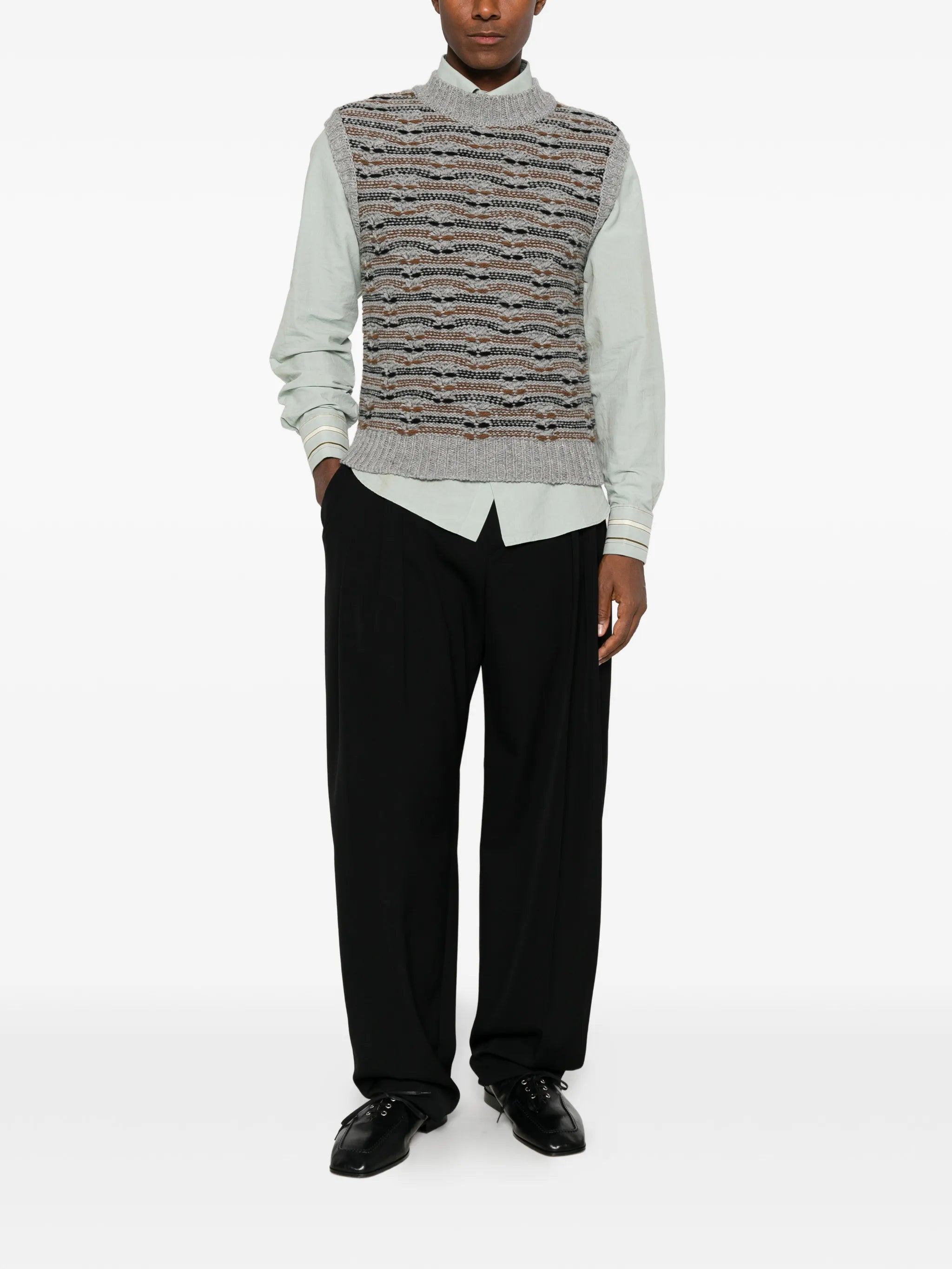 patterned sleeveless sweater