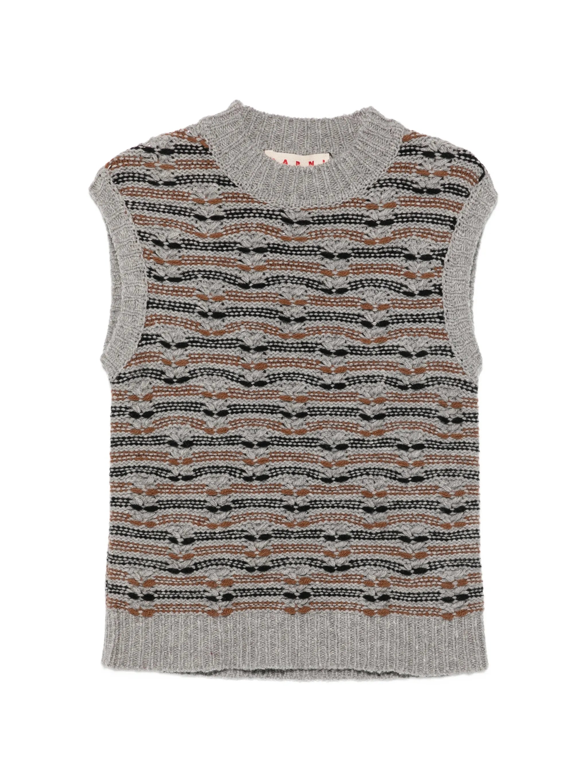 patterned sleeveless sweater
