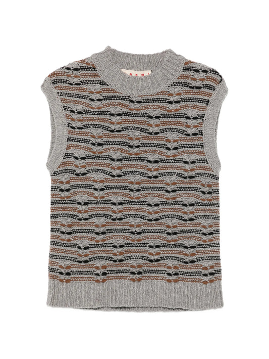 patterned sleeveless sweater