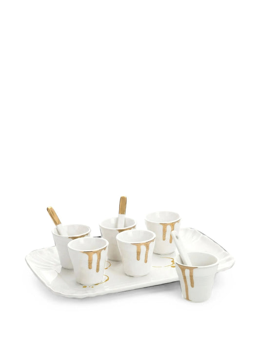 Estetico Quotidiano drip-effect coffee cups and tray set