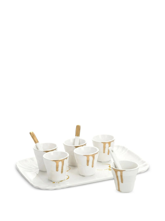 Estetico Quotidiano drip-effect coffee cups and tray set