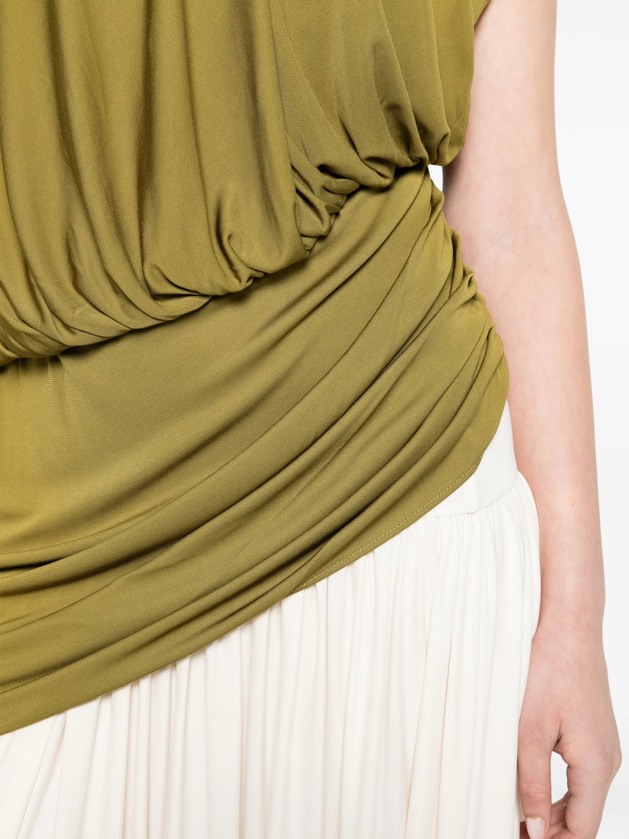 layered drape top in green