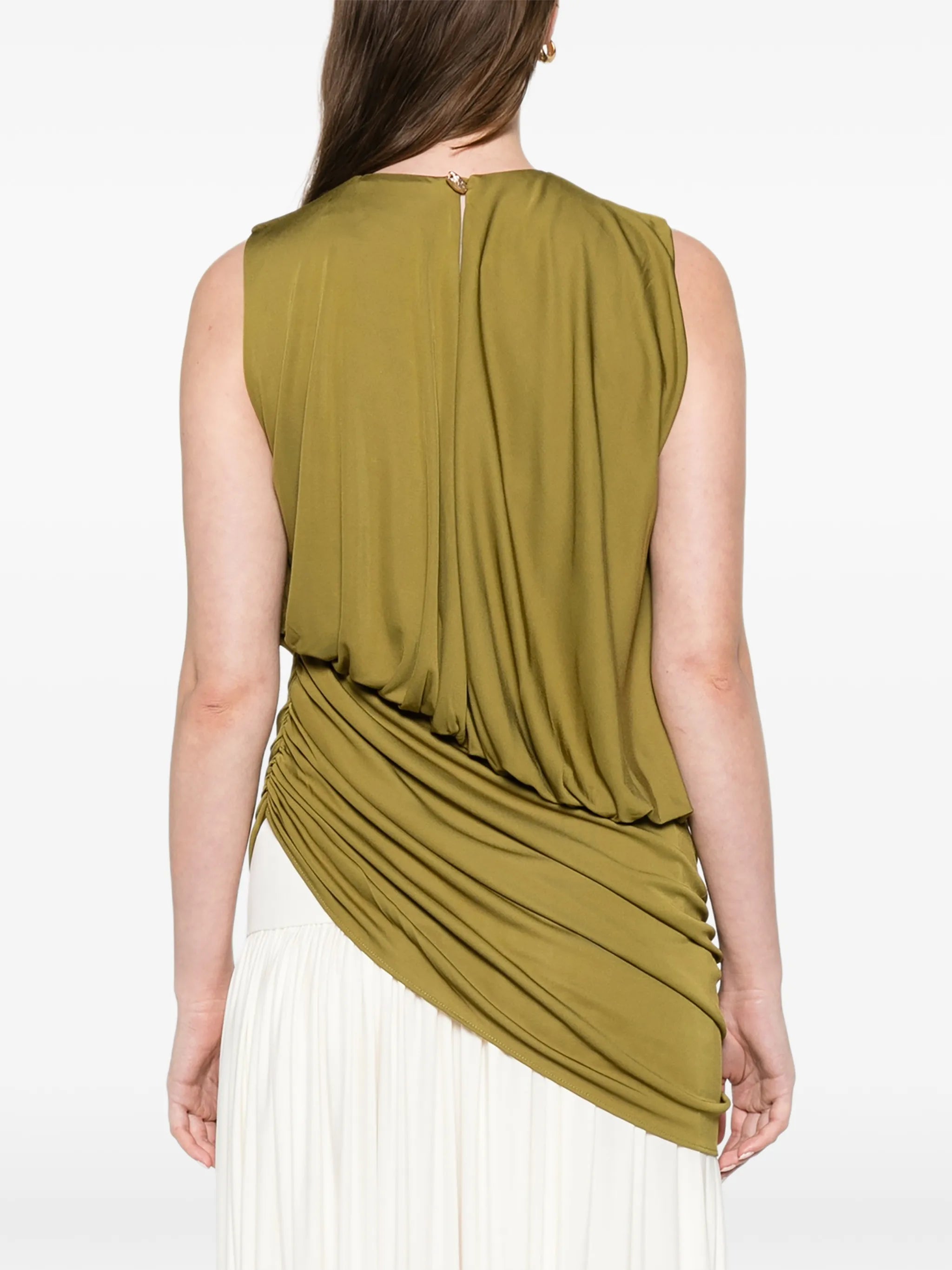 layered drape top in green