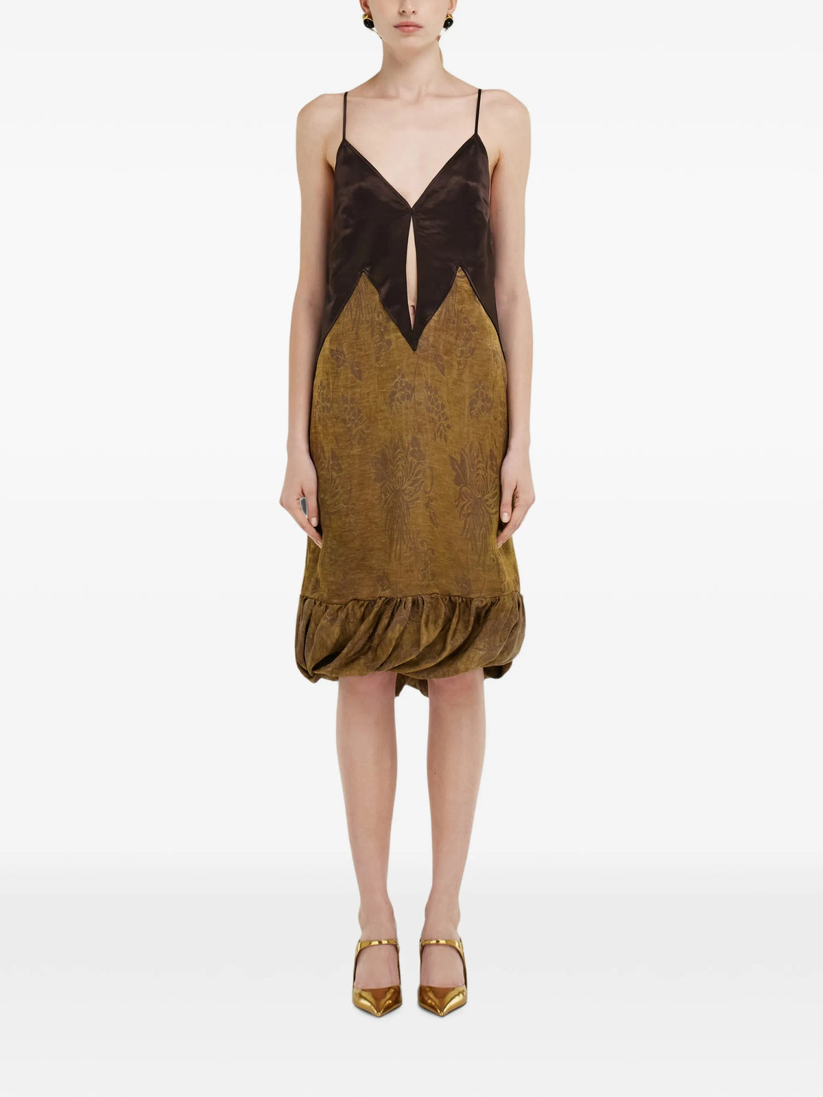 satin and linen slip dress