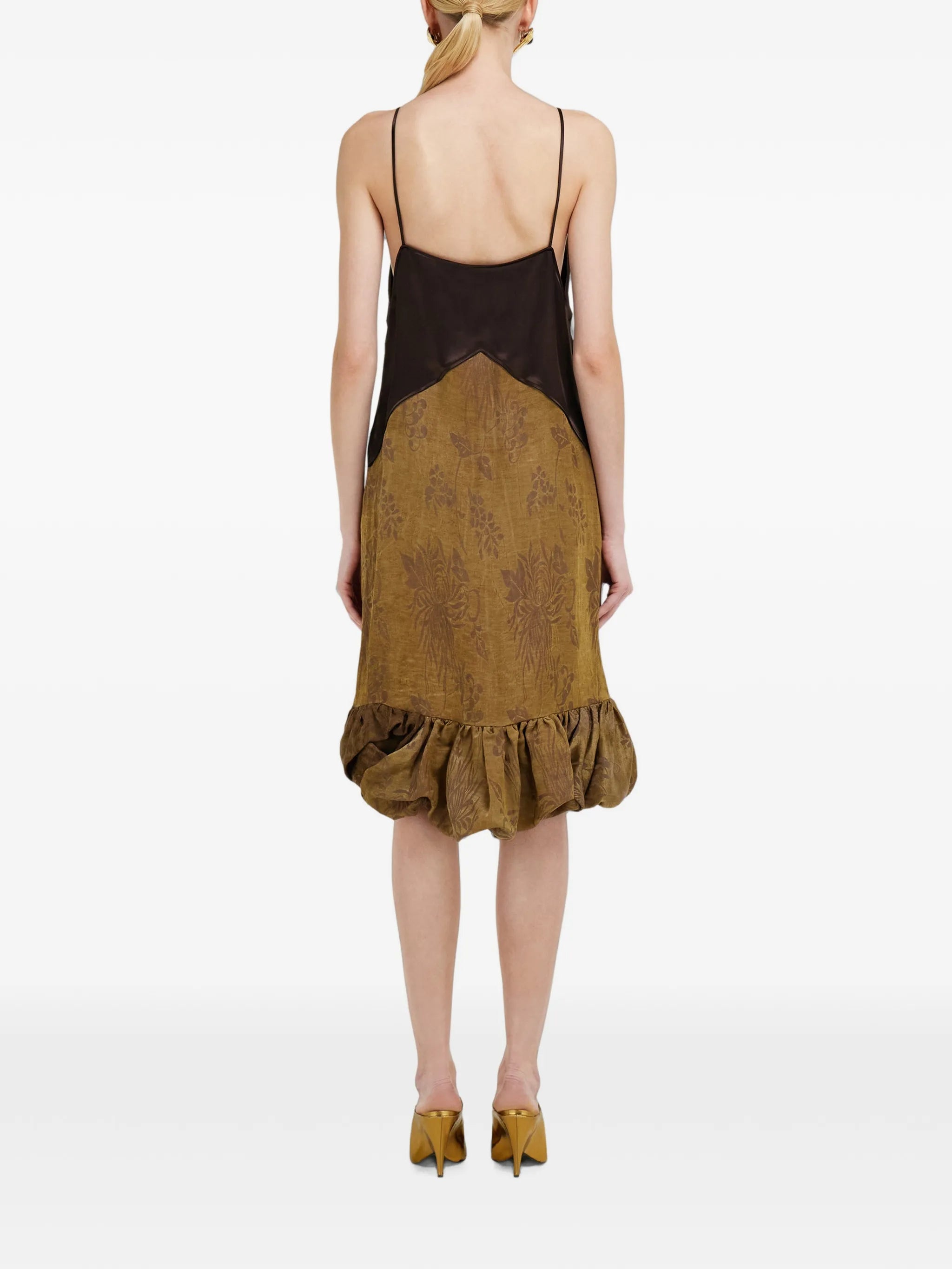 satin and linen slip dress